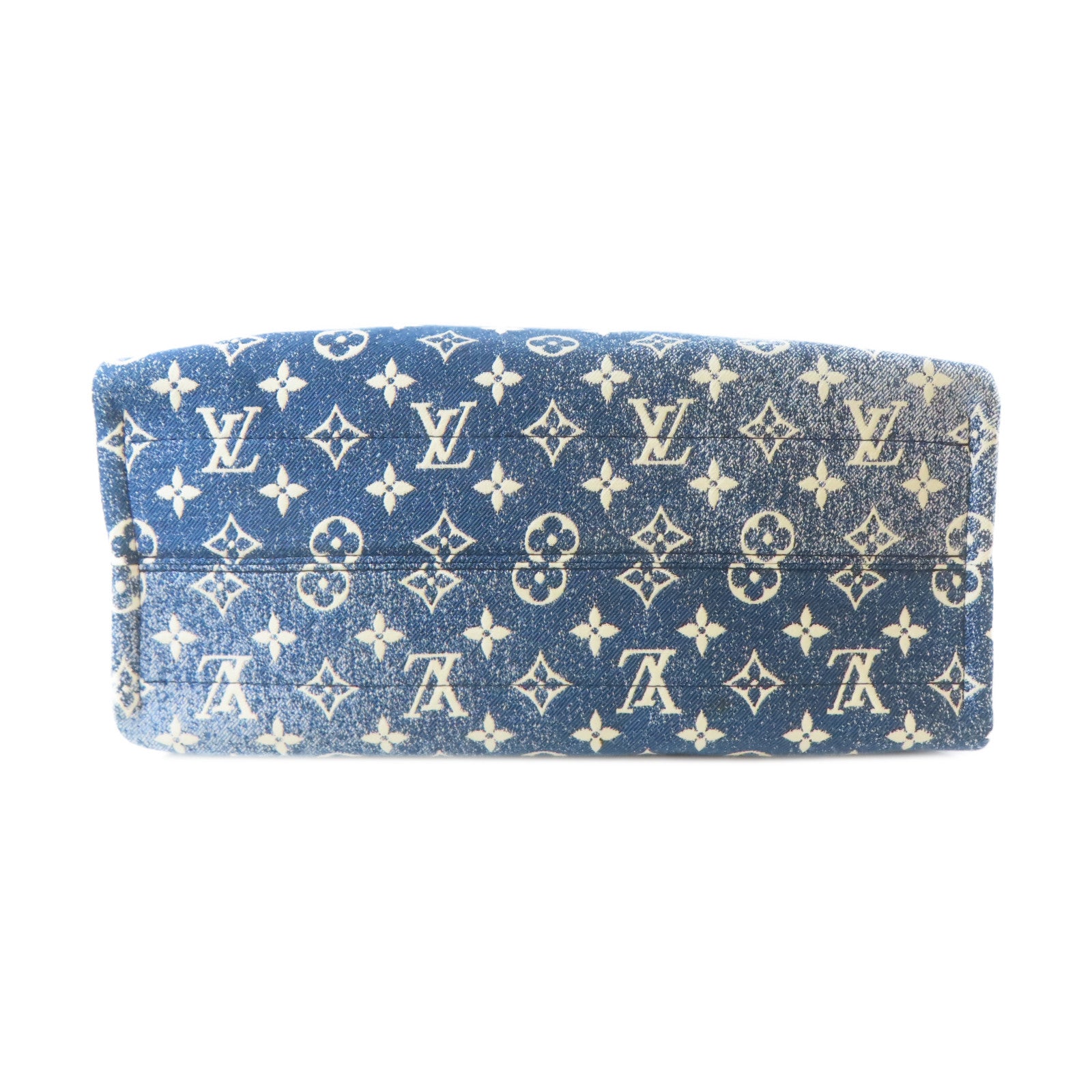 LOUIS VUITTON 牛仔布料On The Go MM金扣手挽肩背兩用袋藍色