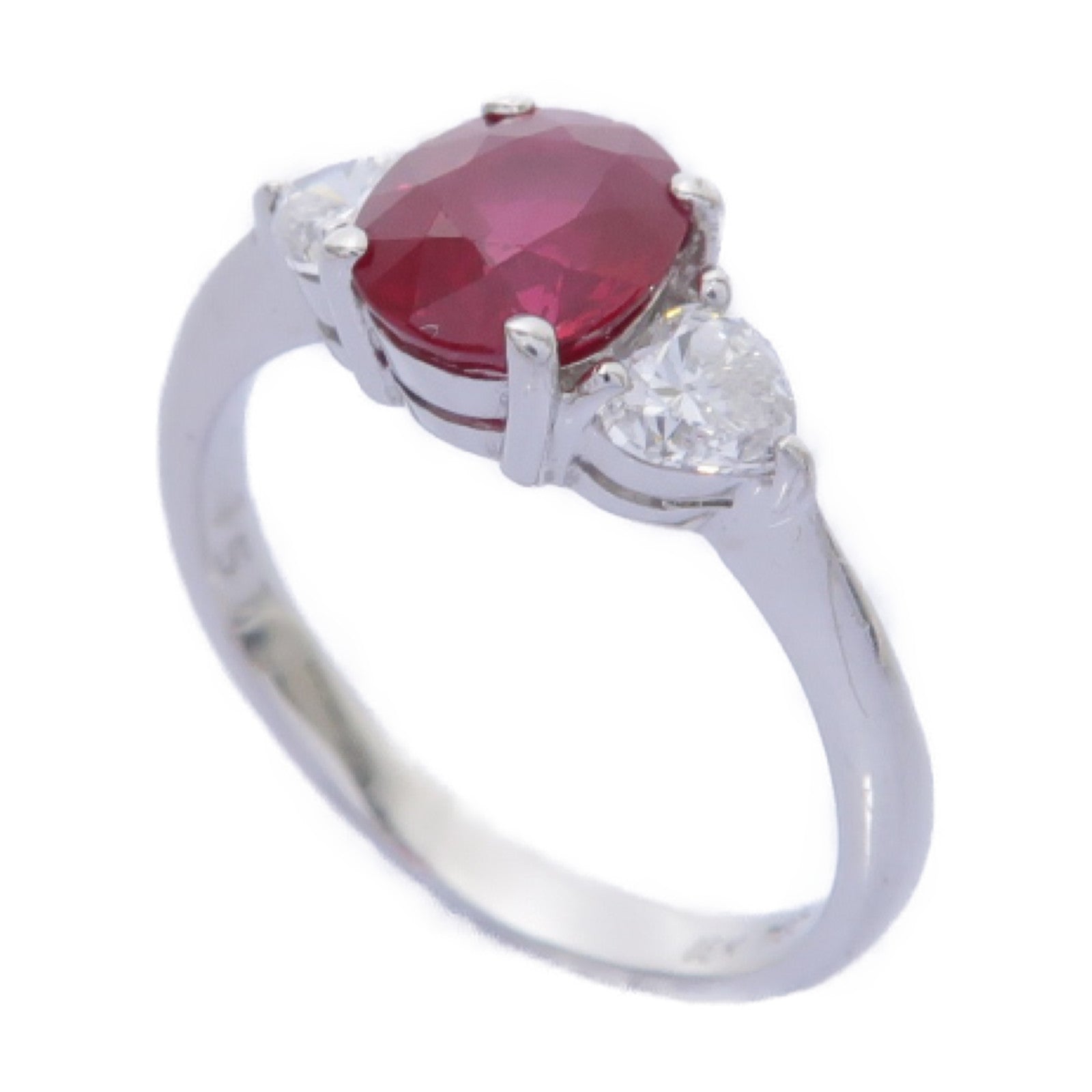 JEWELRY 18K白金Ruby/Diamond Ring 1.51ct紅寶石/0.47ct鑽石戒指US#6
