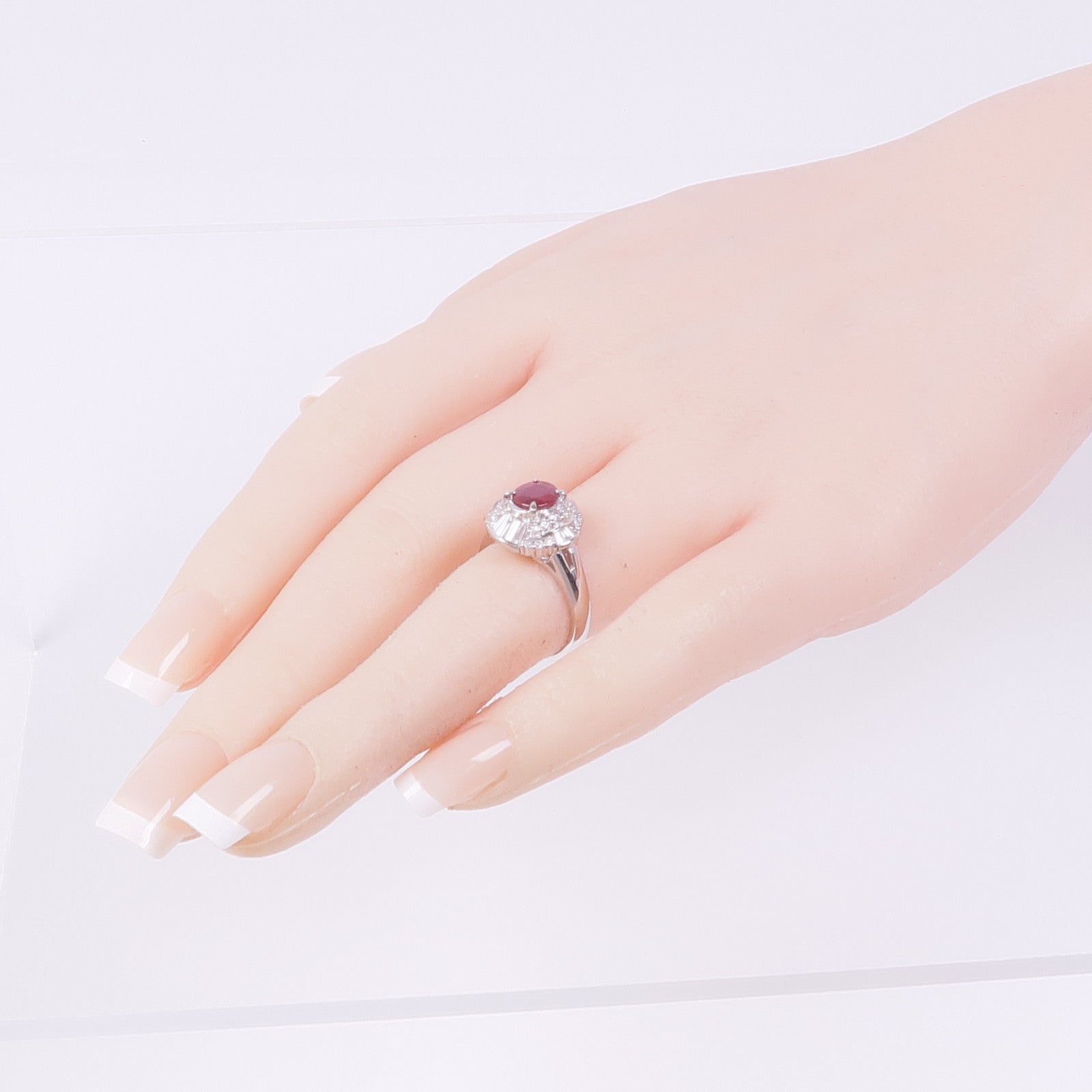 JEWELRY PT900鉑金Ruby Diamond Ring紅寶石/鑽石戒指US#6