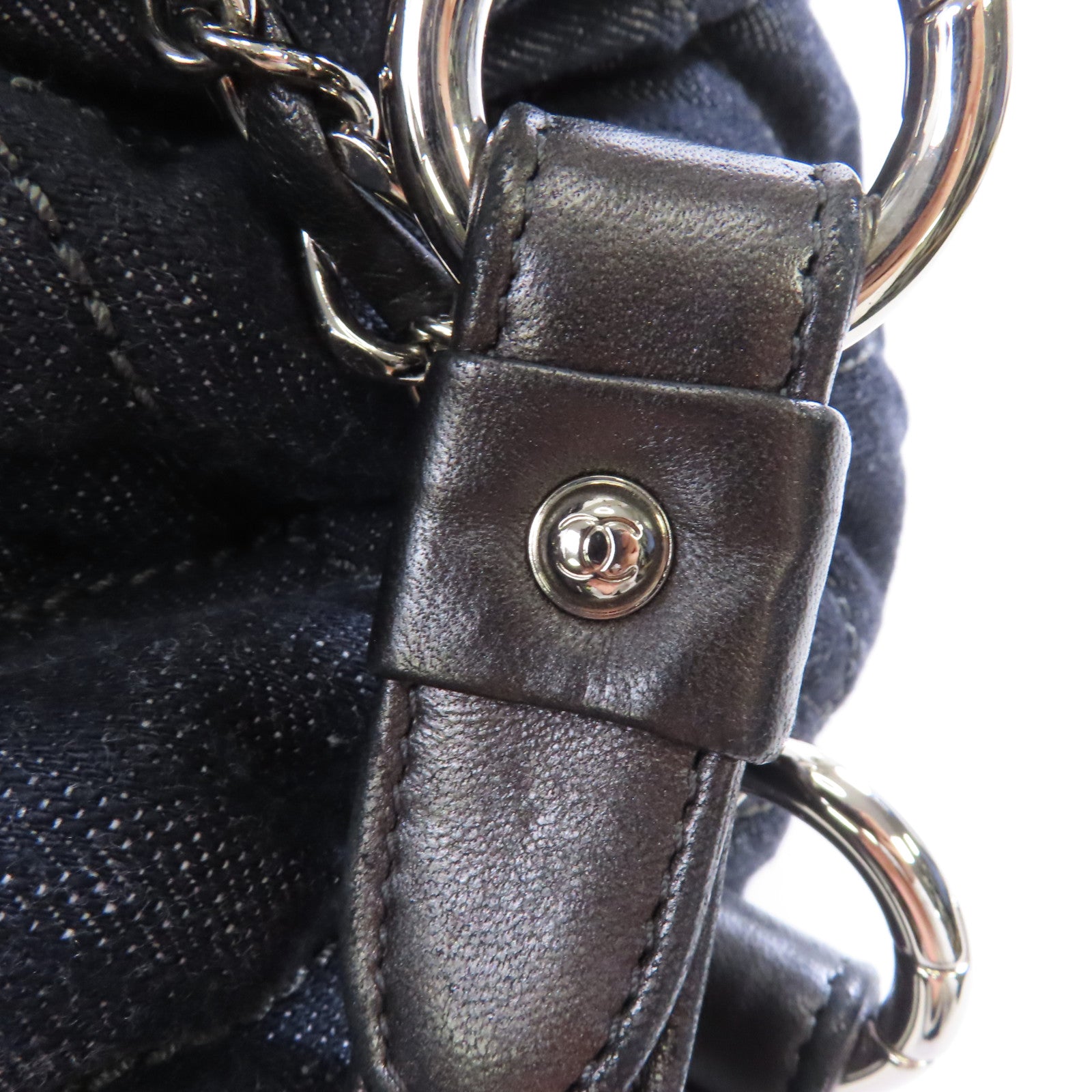 CHANEL 【激減優惠】牛仔布Tote Bag銀扣手挽袋藍色