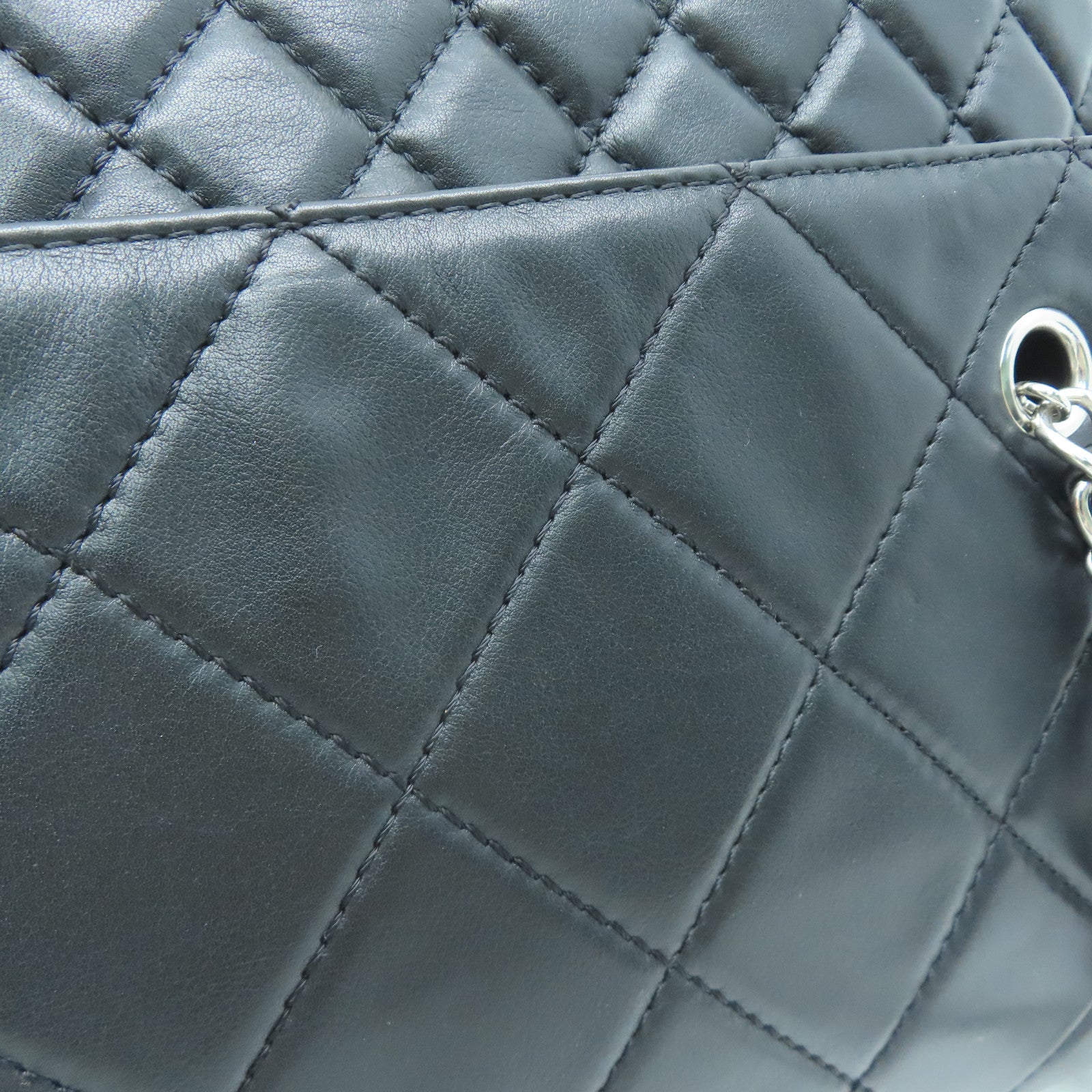 CHANEL 【激減優惠】菱格牛皮皮革Shoulder Bag銀扣鏈帶肩背袋黑色