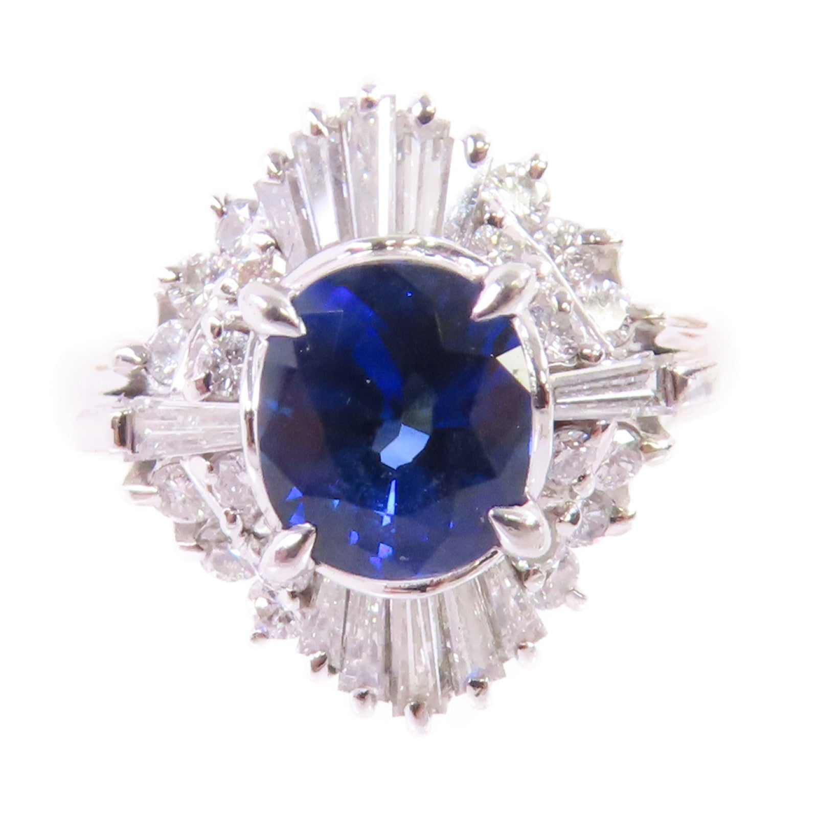 JEWELRY 1.56ct Sapphire 0.75ct Diamond Ring US#5.5 PT900 Platinum