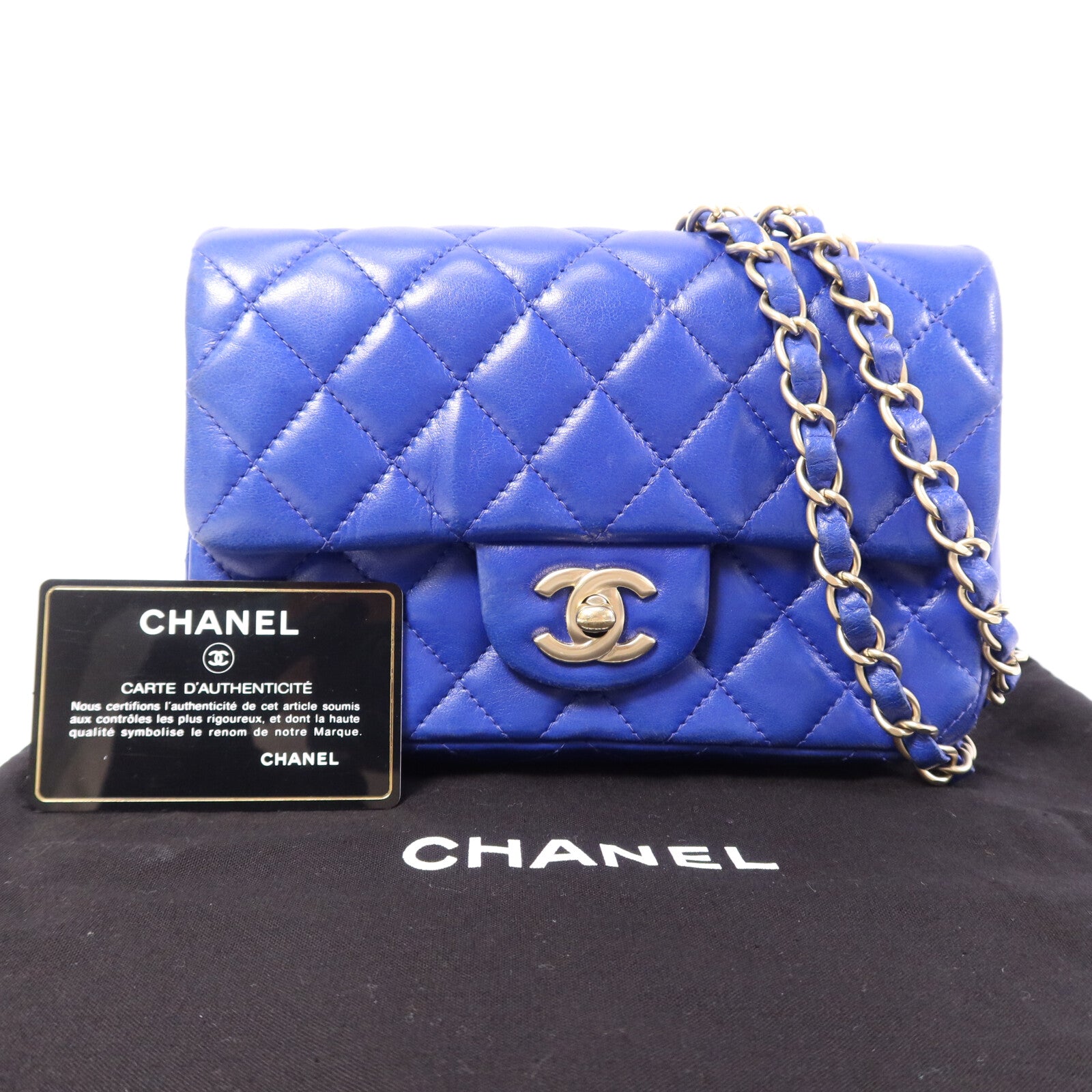 CHANEL 羊皮皮革Mini Classic 20金扣鏈帶肩背袋