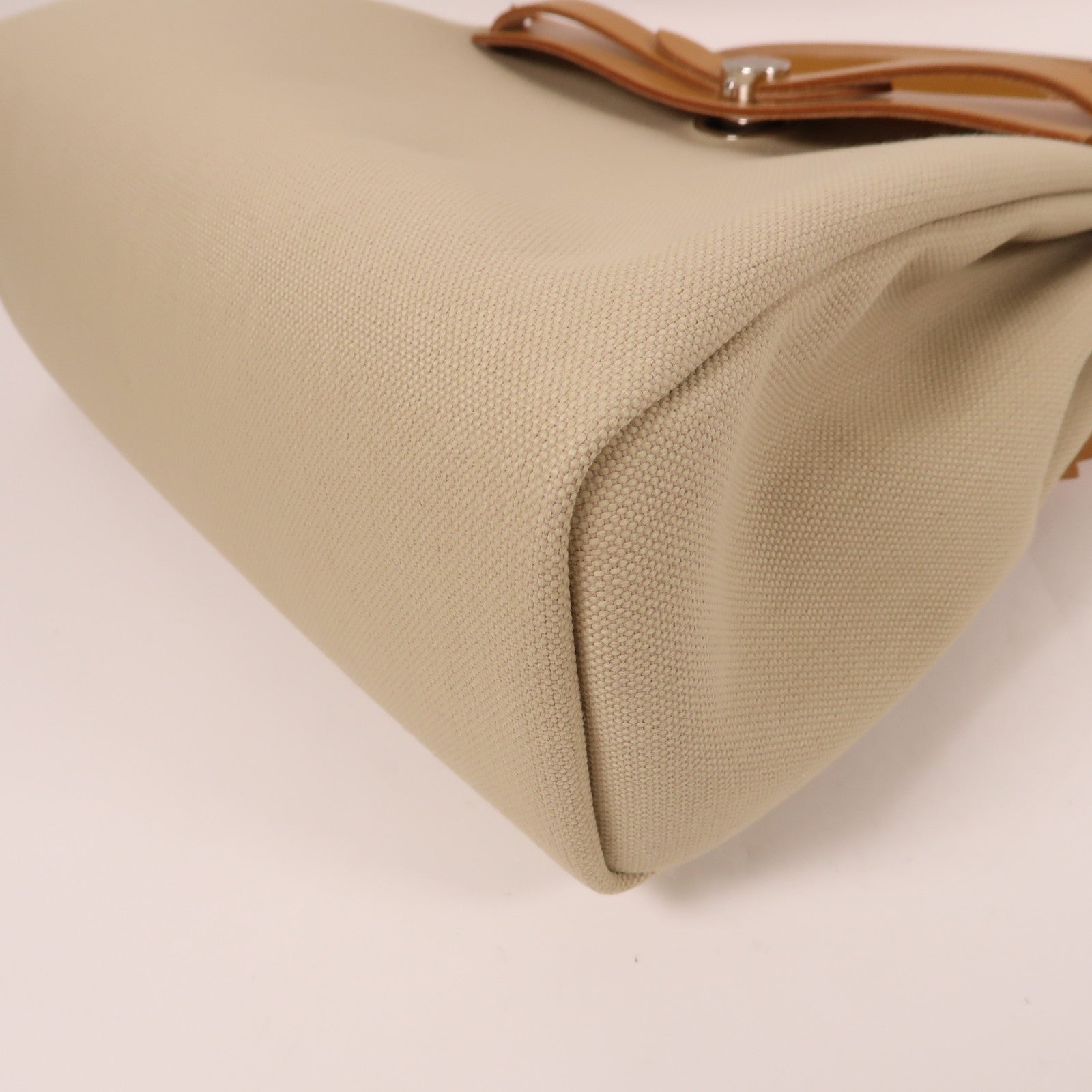 HERMES 帆布/皮革Herbag PM銀扣手挽肩背兩用袋Beton