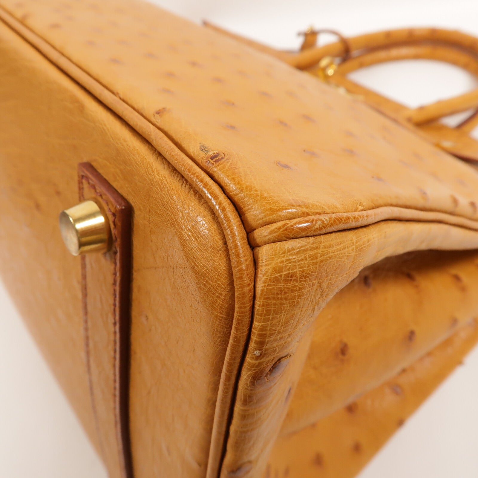 HERMES 鴕鳥皮革Birkin 35手挽袋Gold