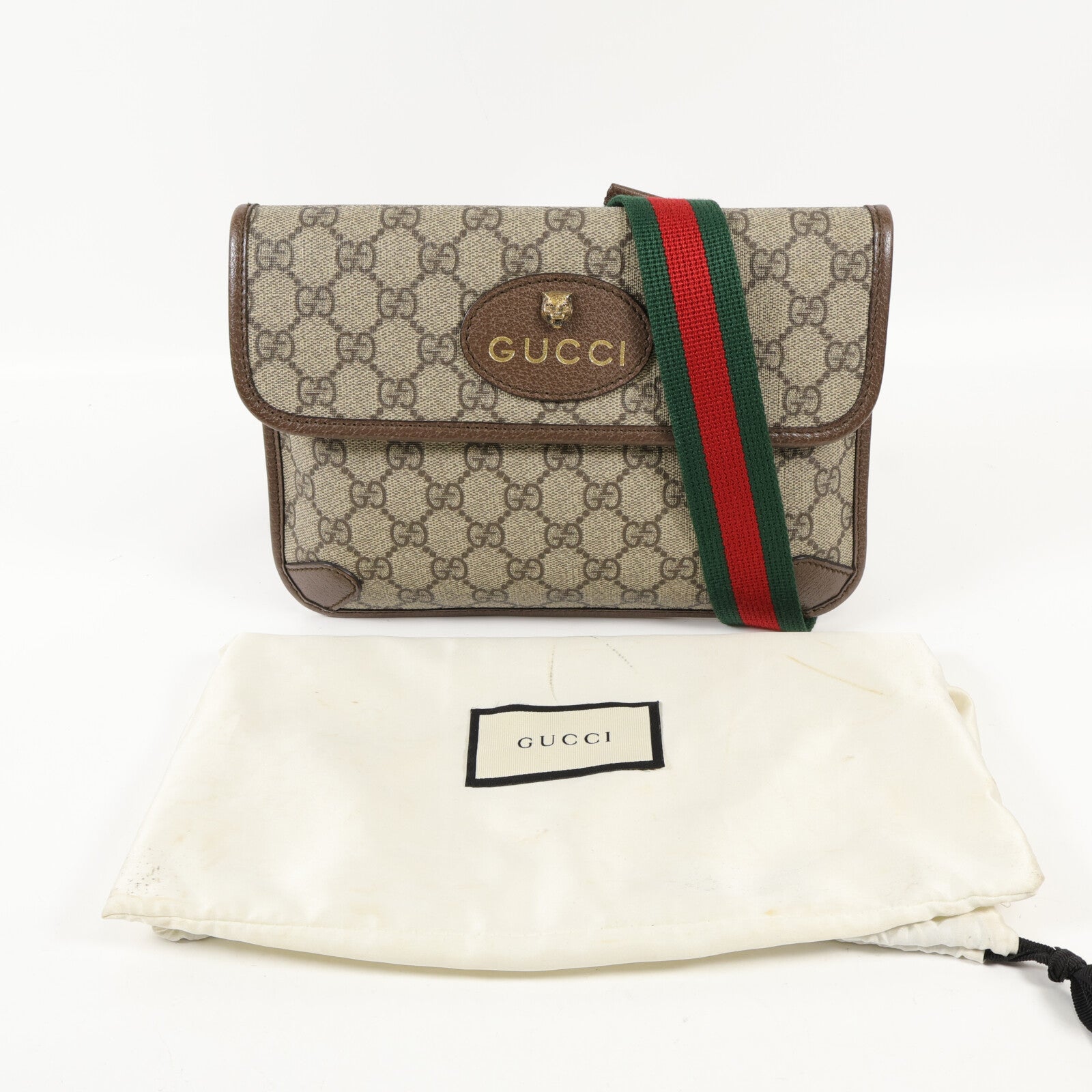 GUCCI 塗層帆布Waist Bag金扣斜挎包