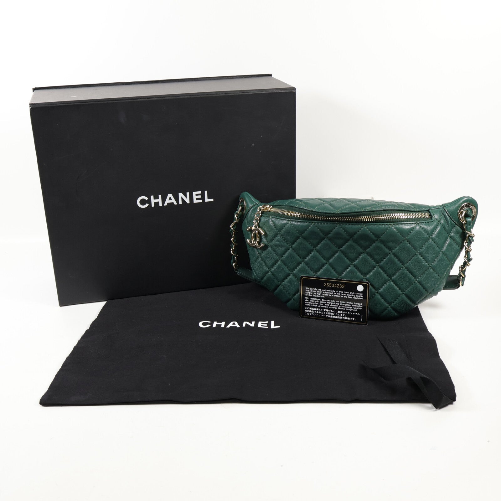 CHANEL 羊皮皮革Waist Bag金扣斜挎包