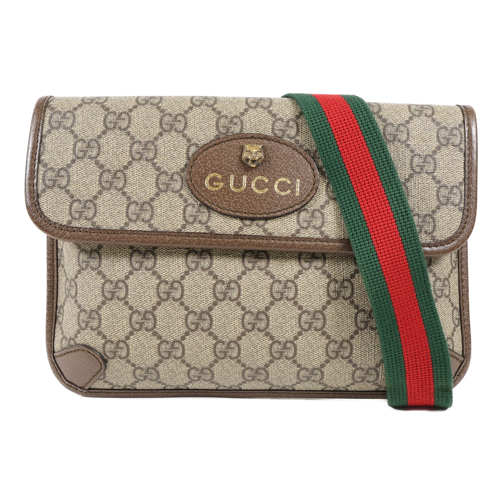 GUCCI 塗層帆布Waist Bag金扣斜挎包