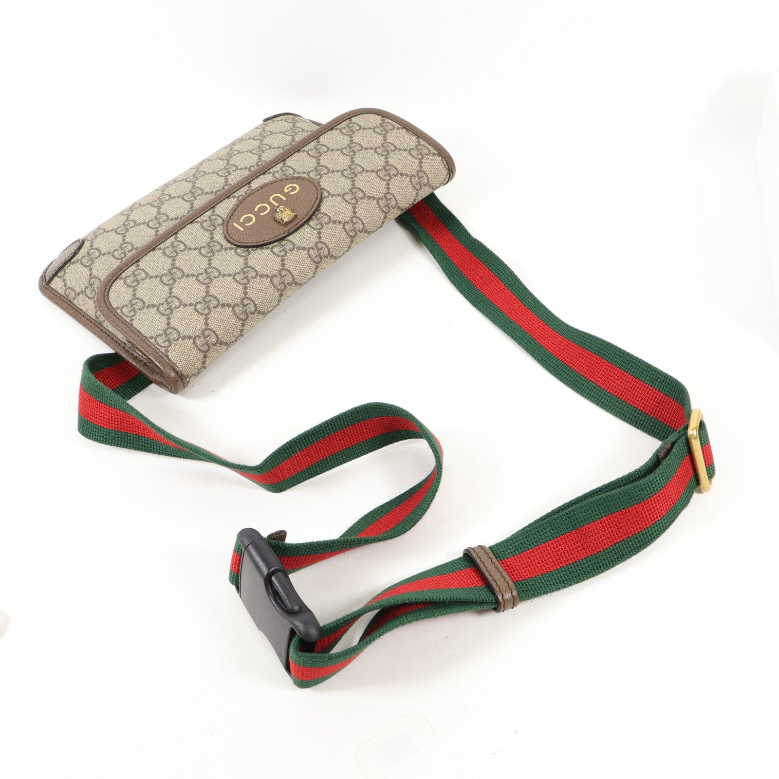 GUCCI 塗層帆布Waist Bag金扣斜挎包