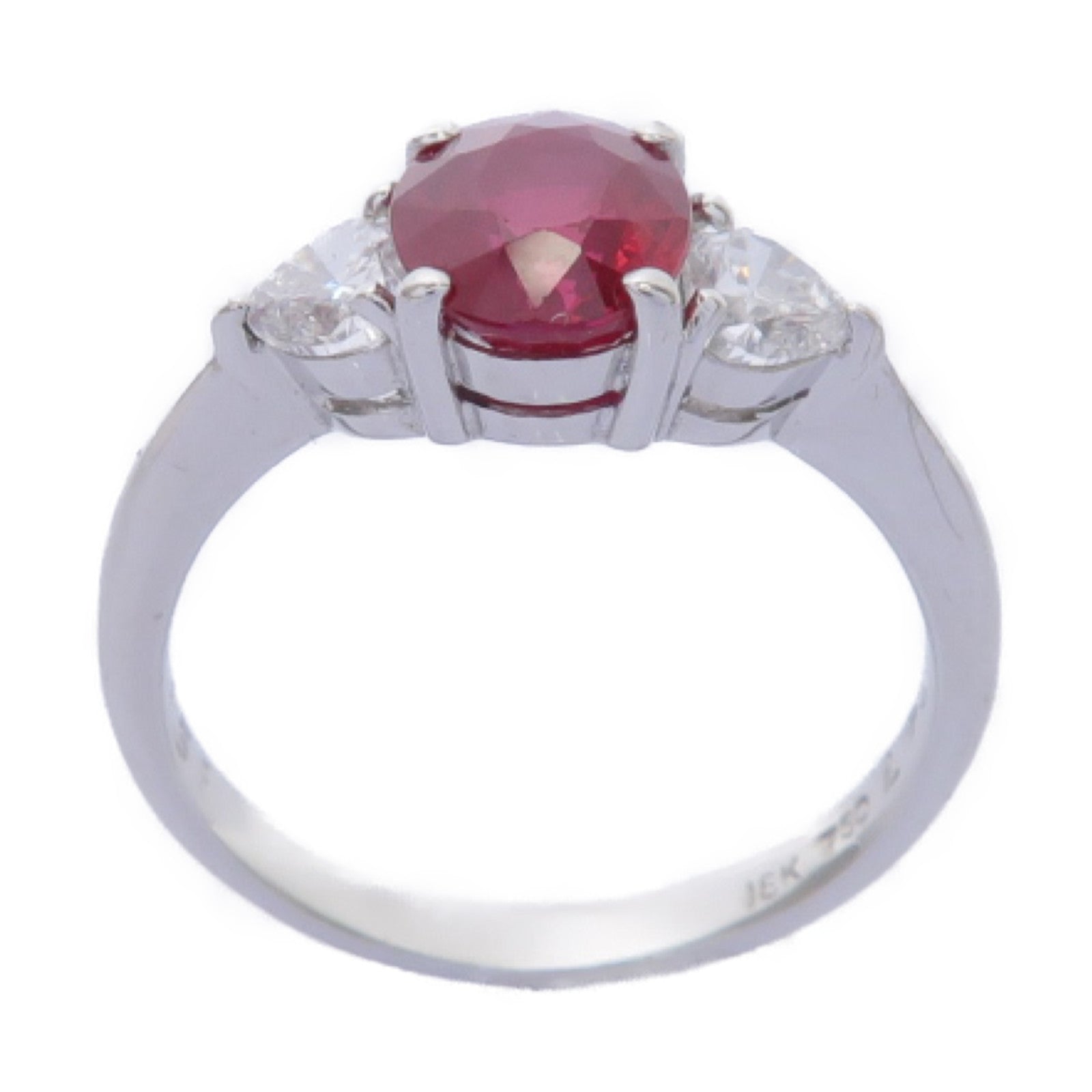 JEWELRY 18K白金Ruby/Diamond Ring 1.51ct紅寶石/0.47ct鑽石戒指US#6