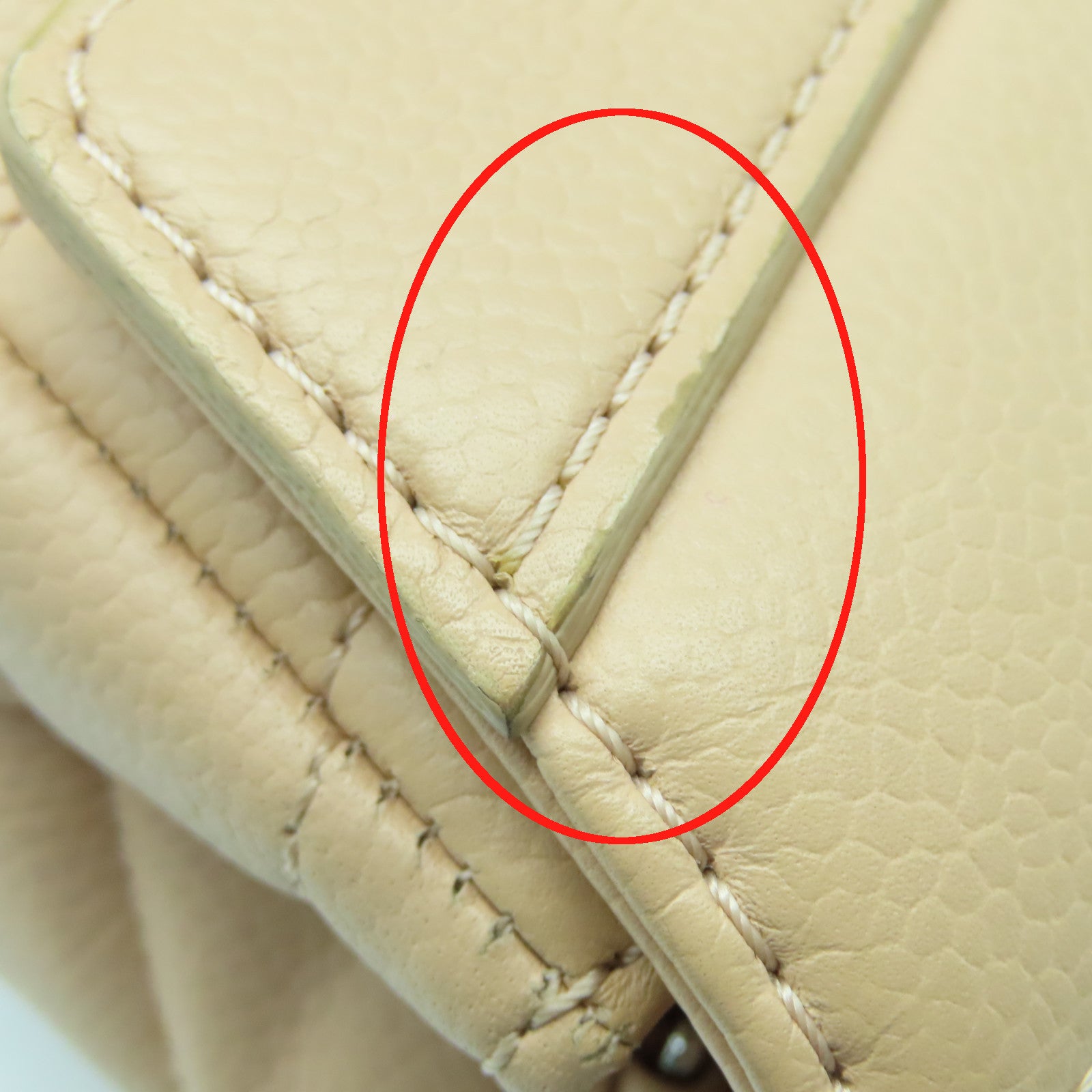 CHANEL 【激減優惠】斜紋牛皮皮革Chain Shoulder Bag銀扣鏈帶肩背袋米色