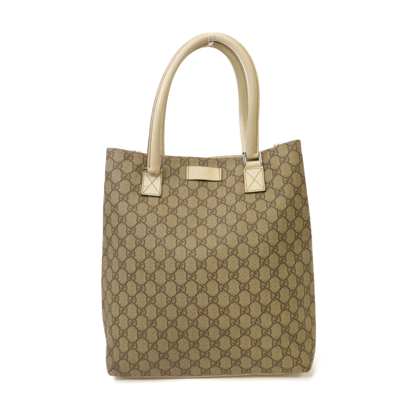 GUCCI 塗層帆布Tote Bag銀扣手挽袋米色