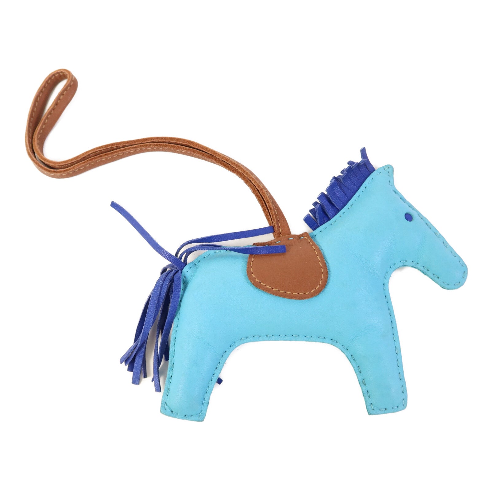 HERMES Milo皮革Rodeo MM掛飾Blue/Brown