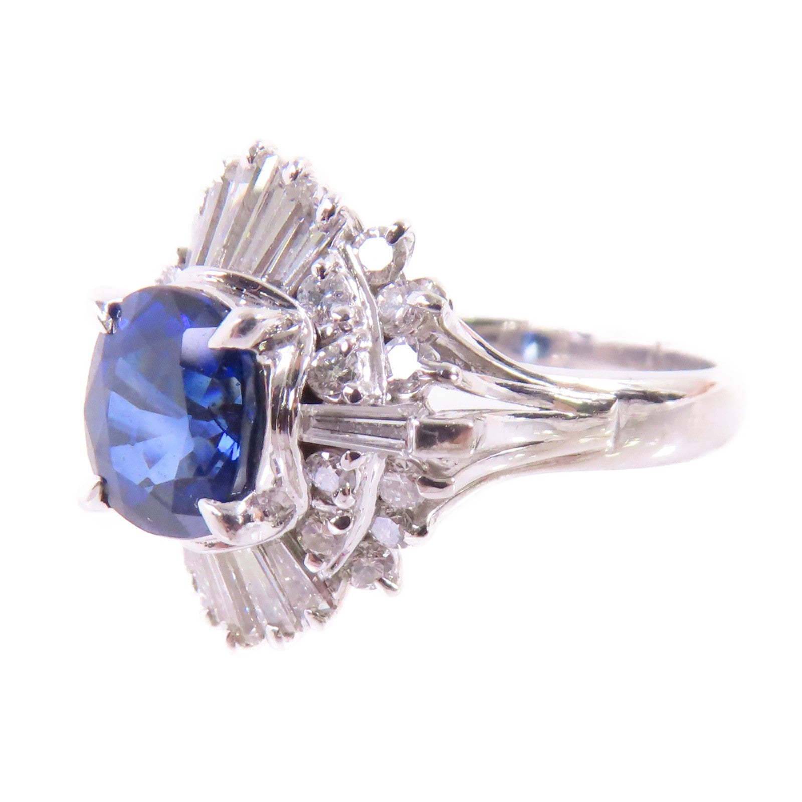 JEWELRY 1.56ct Sapphire 0.75ct Diamond Ring US#5.5 PT900 Platinum