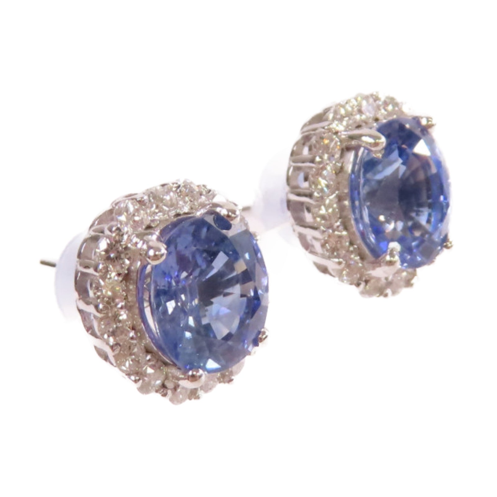 JEWELRY 【激減優惠】18K白金/3.42ct藍寶石/0.66ct鑽石Sapphire Earrings耳環