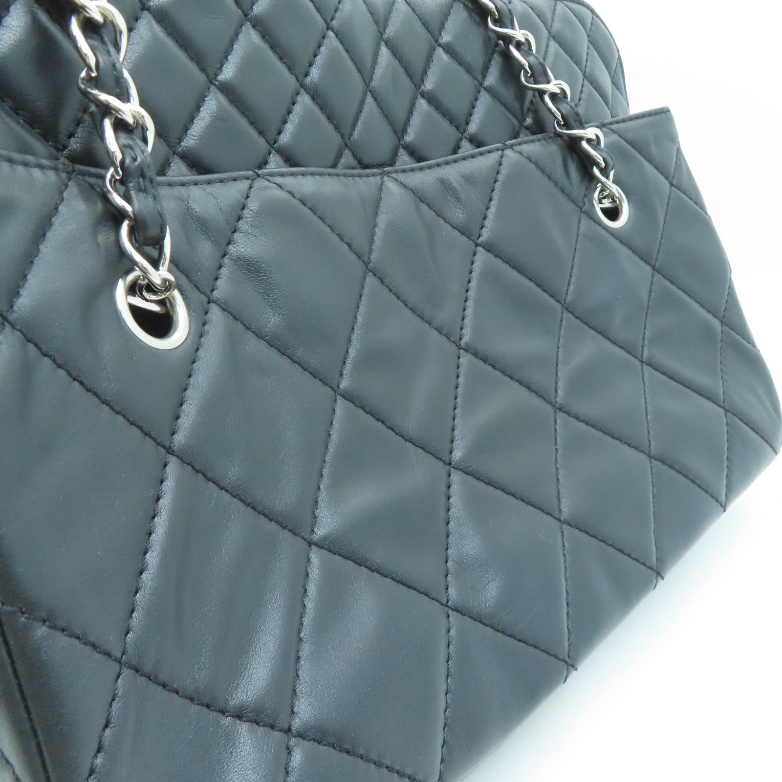CHANEL 【激減優惠】菱格牛皮皮革Shoulder Bag銀扣鏈帶肩背袋黑色