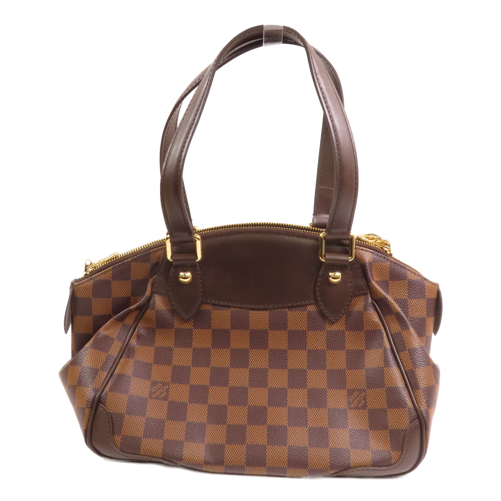 LOUIS VUITTON Damier Ebene Verona PM金扣手挽袋