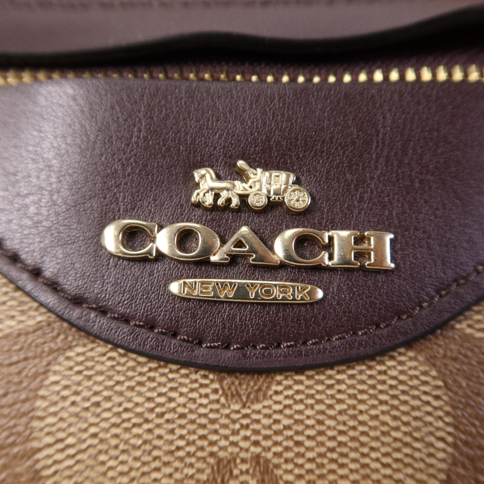 COACH 塗層帆布/麂皮皮革2 Way Shoulder Bag金扣手挽肩背兩用袋