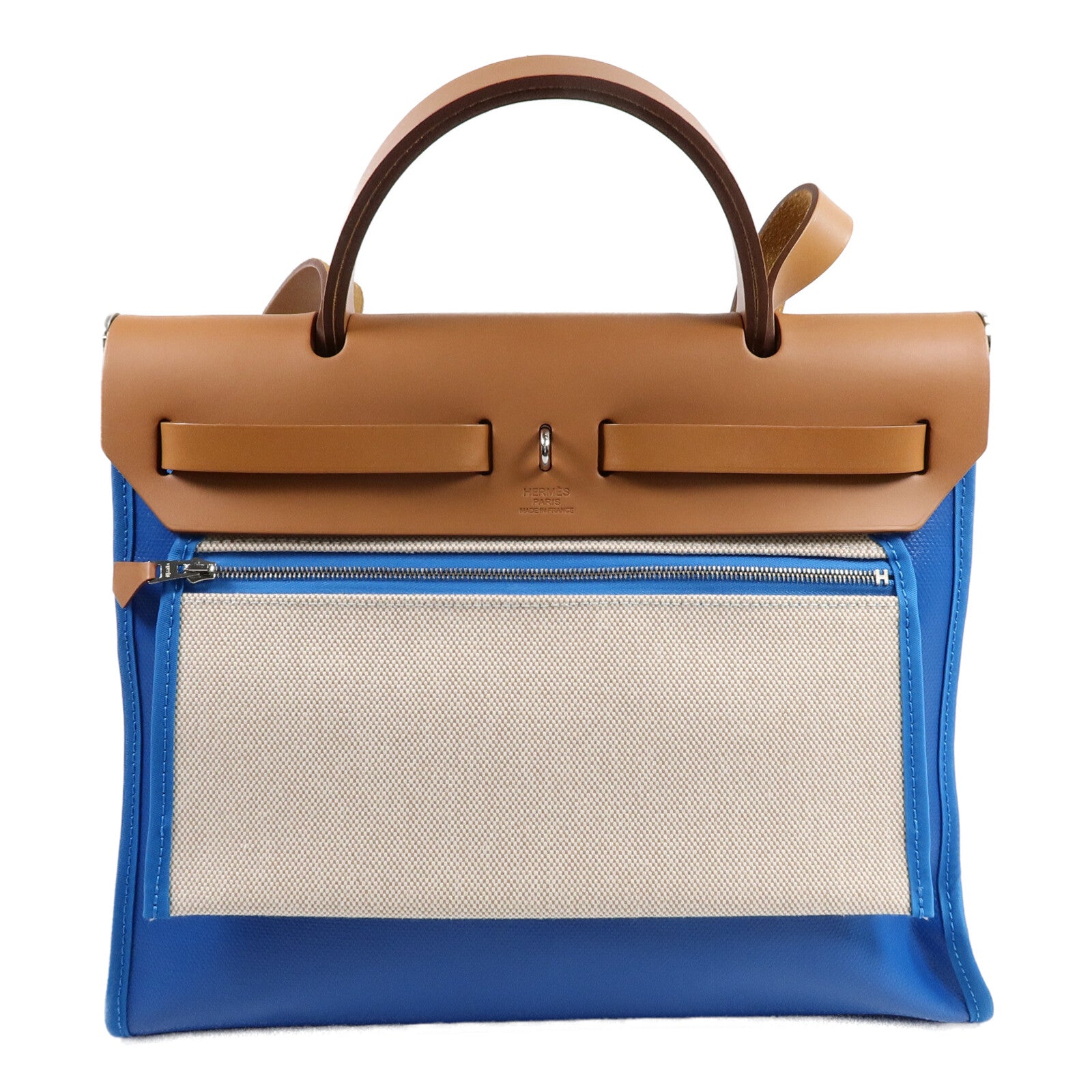 HERMES Toile Berline Herbag PM手挽肩背兩用袋Bleu Izmir