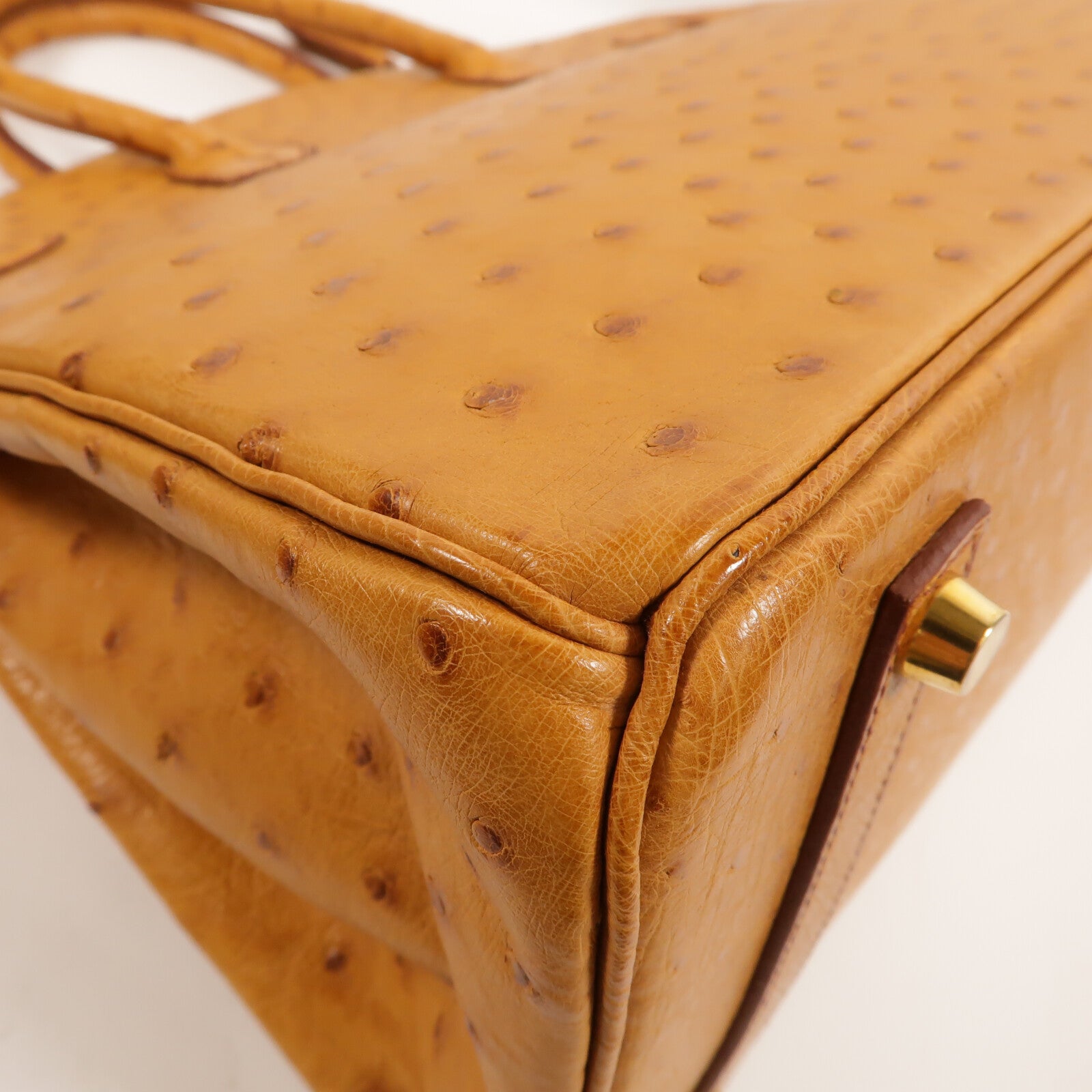 HERMES 鴕鳥皮革Birkin 35手挽袋Gold