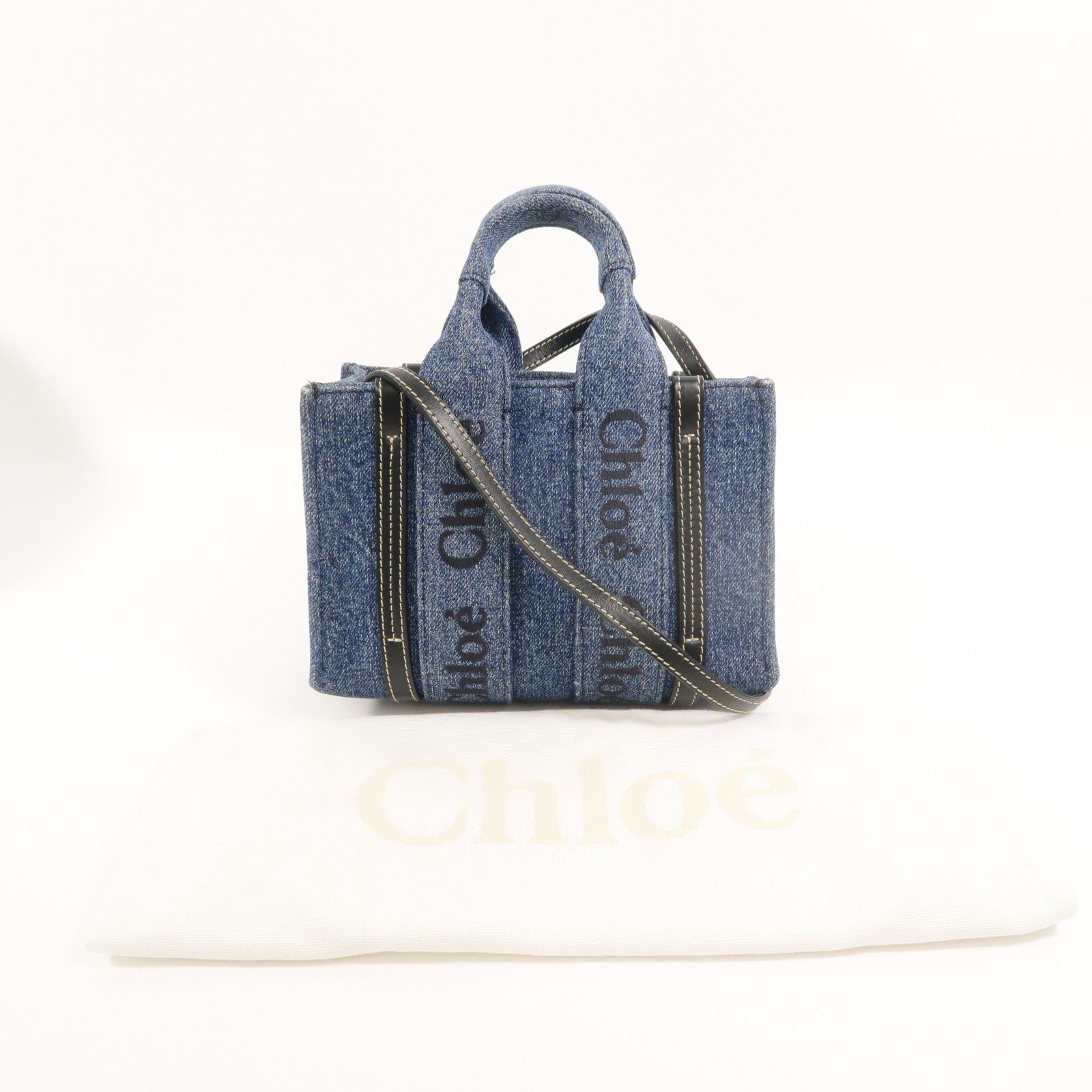 Chloe 牛仔布Woody Tote Mini手挽肩背兩用袋