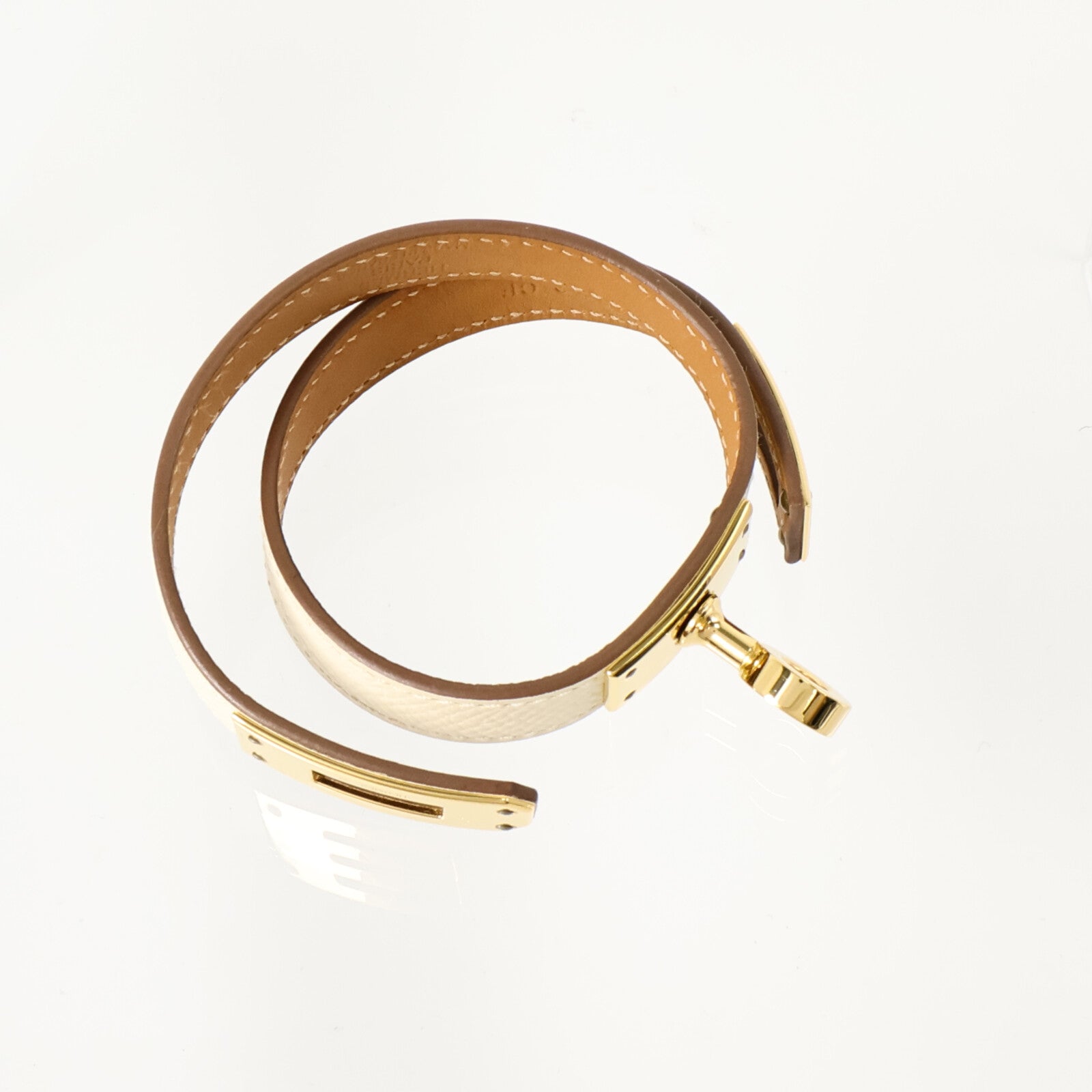 HERMES Epsom皮革/金屬Kelly Double Tour Bracelet手鏈Nata