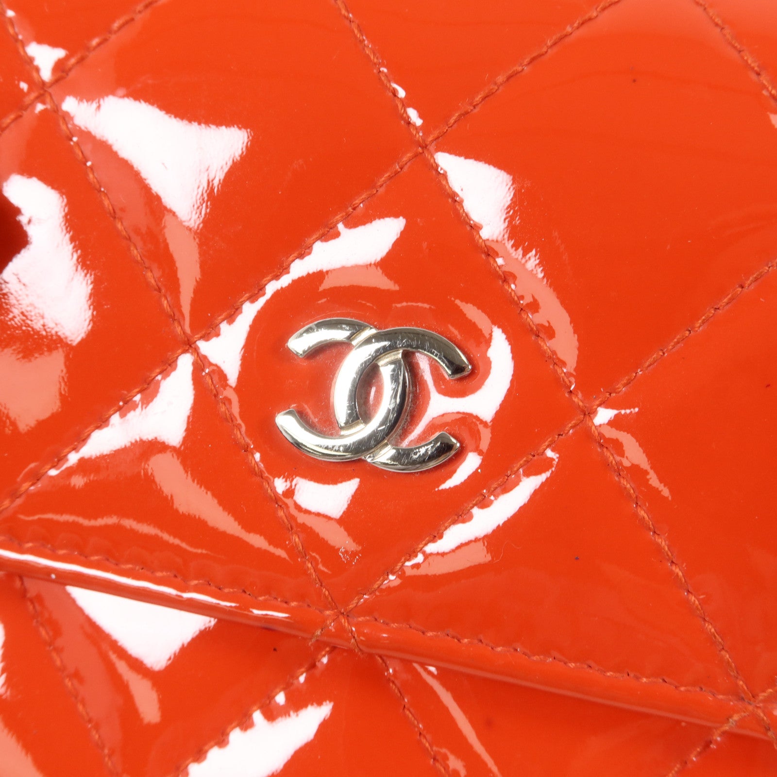 CHANEL 漆皮皮革Long Wallet銀扣長錢包