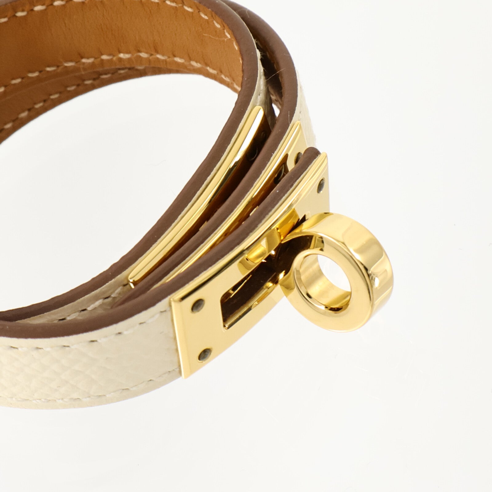 HERMES Epsom皮革/金屬Kelly Double Tour Bracelet手鏈Nata