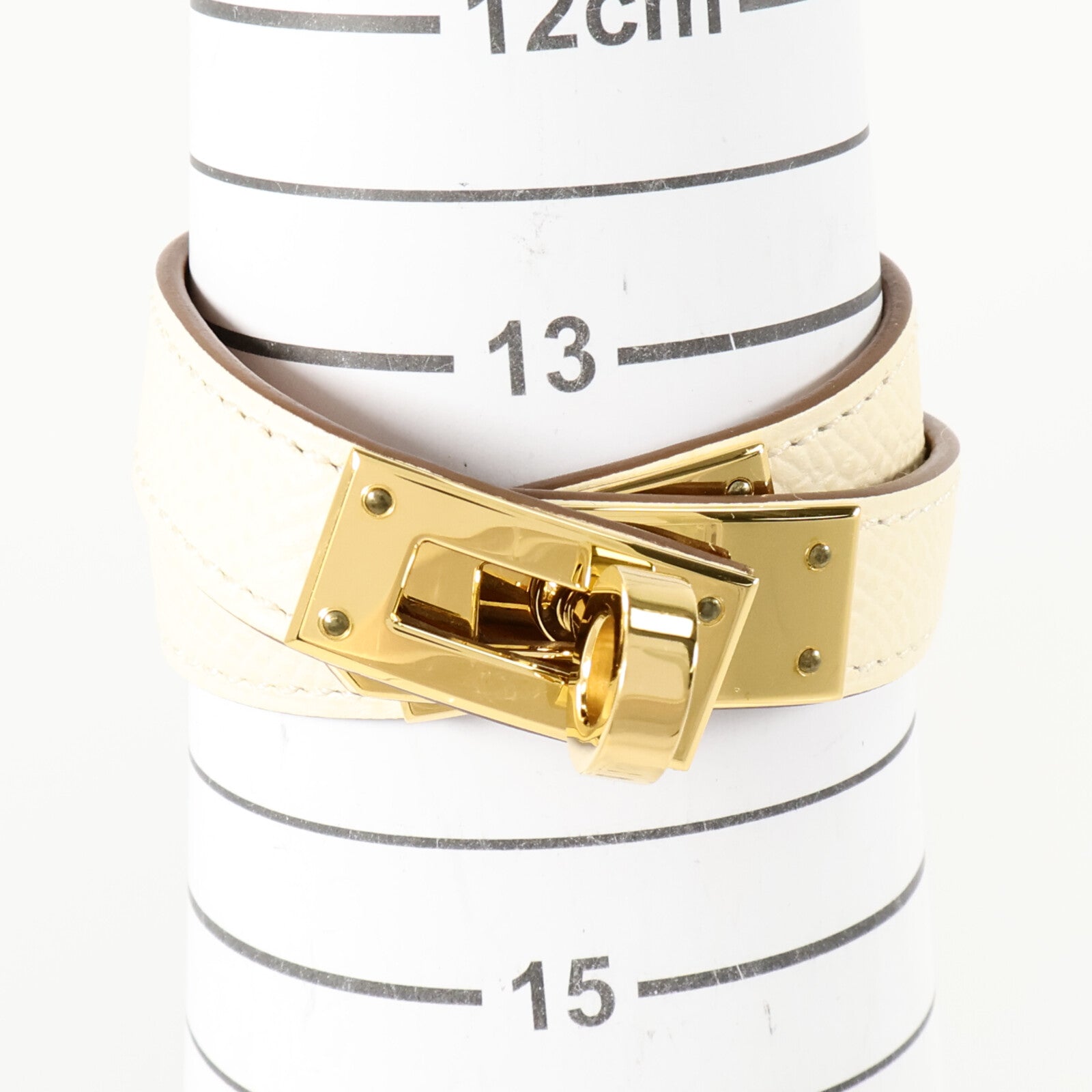 HERMES Epsom皮革/金屬Kelly Double Tour Bracelet手鏈Nata