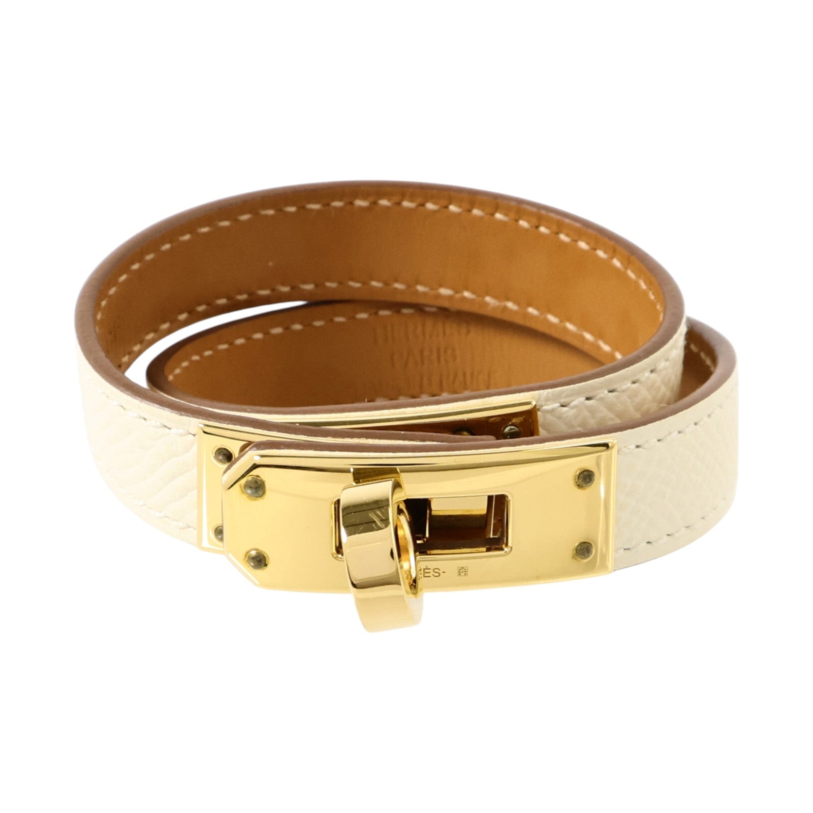 HERMES Epsom皮革/金屬Kelly Double Tour Bracelet手鏈Nata
