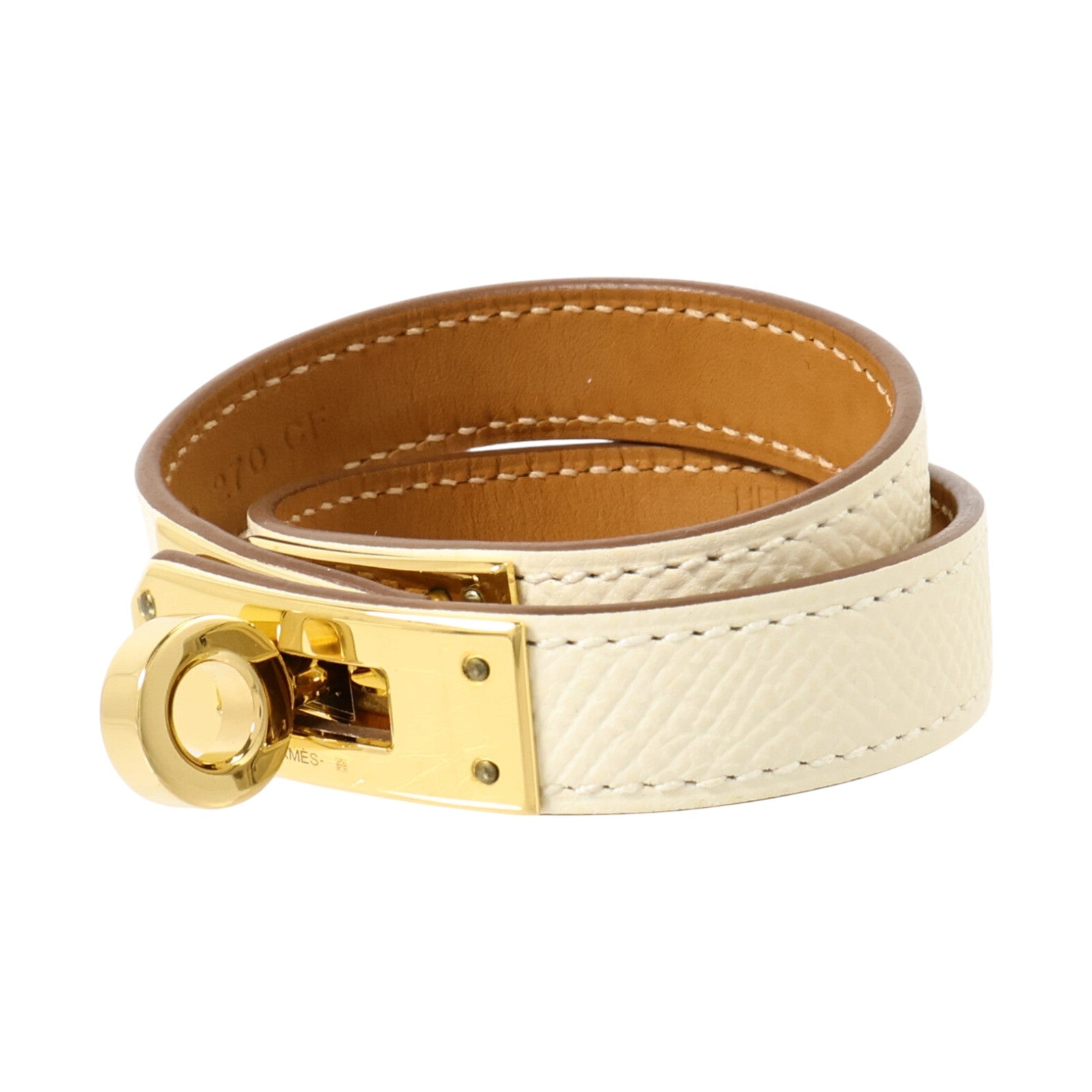 HERMES Epsom皮革/金屬Kelly Double Tour Bracelet手鏈Nata