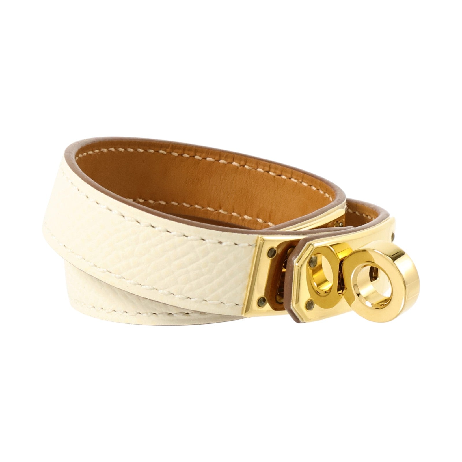 HERMES Epsom皮革/金屬Kelly Double Tour Bracelet手鏈Nata