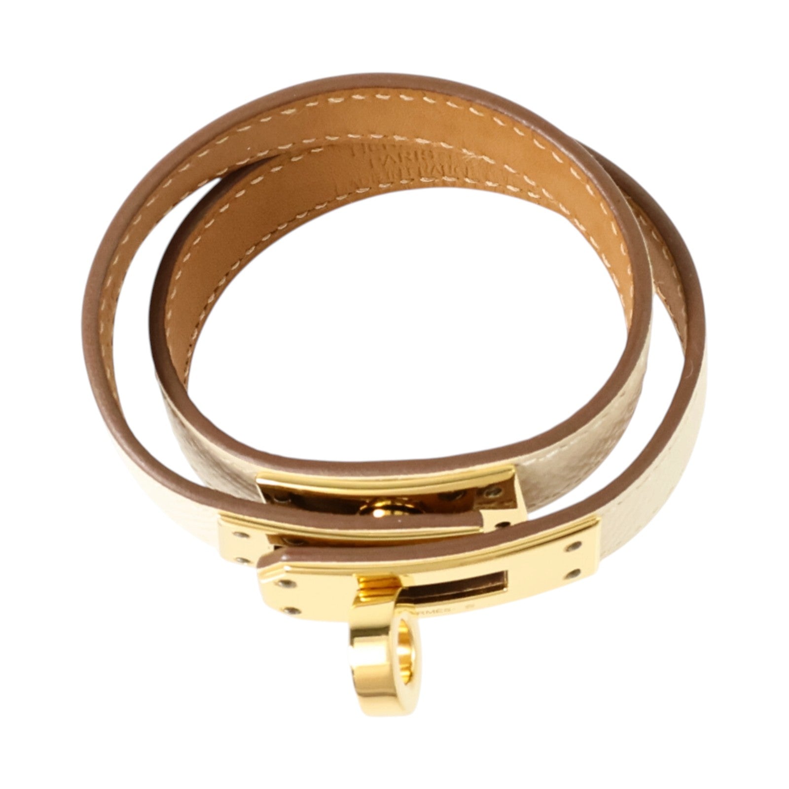 HERMES Epsom皮革/金屬Kelly Double Tour Bracelet手鏈Nata