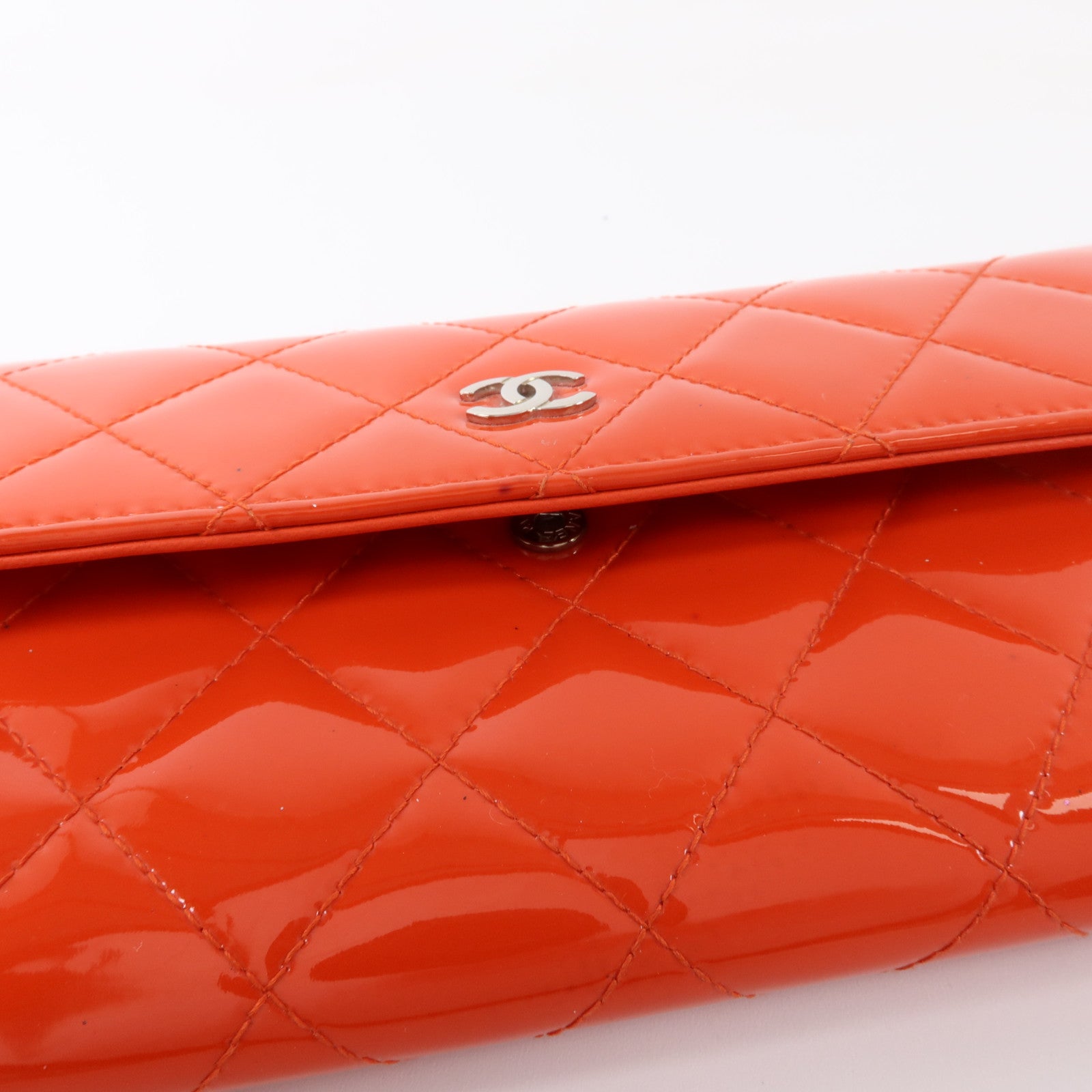 CHANEL 漆皮皮革Long Wallet銀扣長錢包