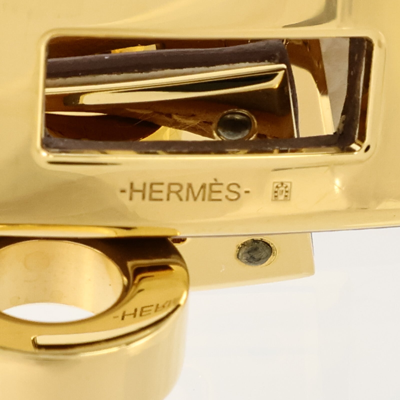 HERMES Epsom皮革/金屬Kelly Double Tour Bracelet手鏈Nata