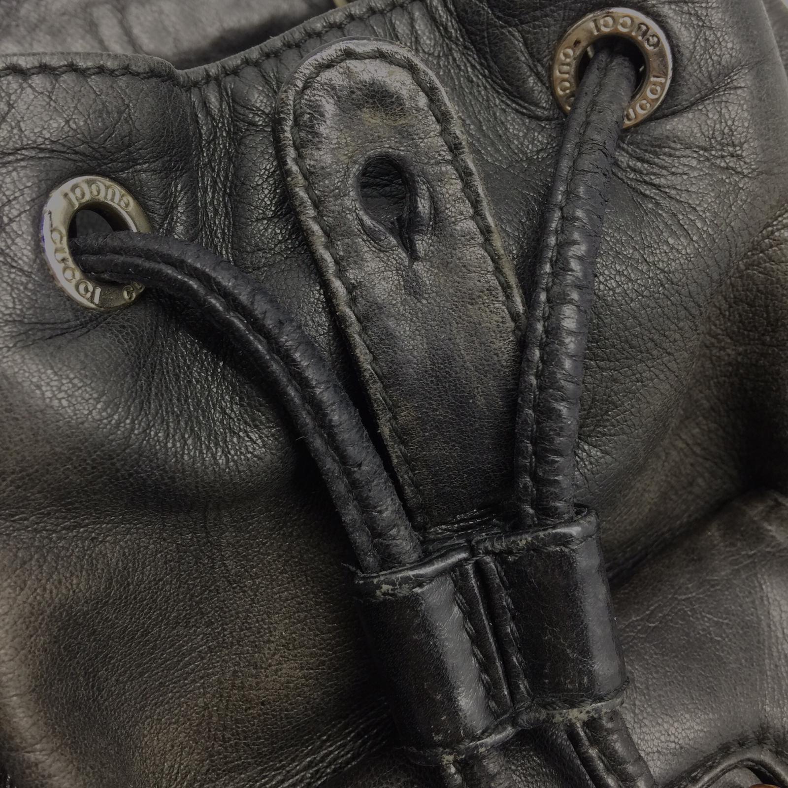 GUCCI 牛皮皮革Backpack銀扣背包黑色