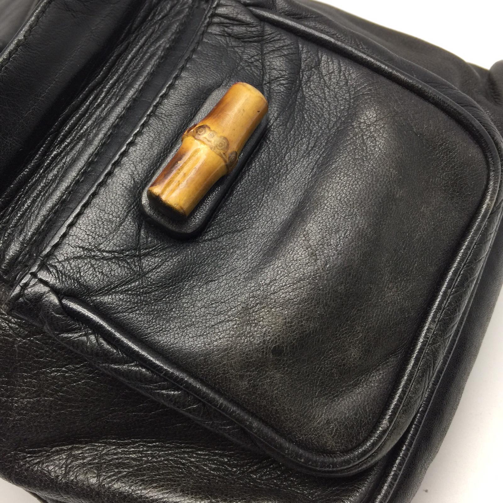 GUCCI 牛皮皮革Backpack銀扣背包黑色