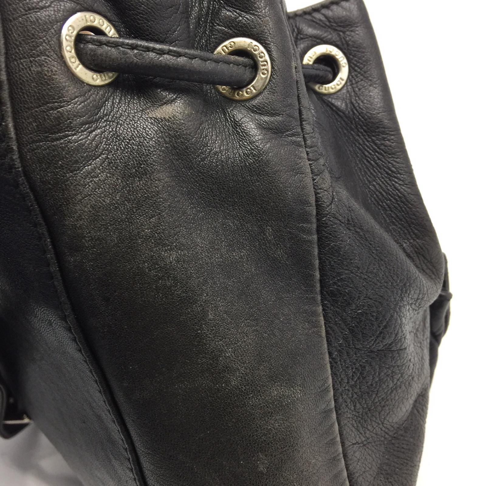 GUCCI 牛皮皮革Backpack銀扣背包黑色