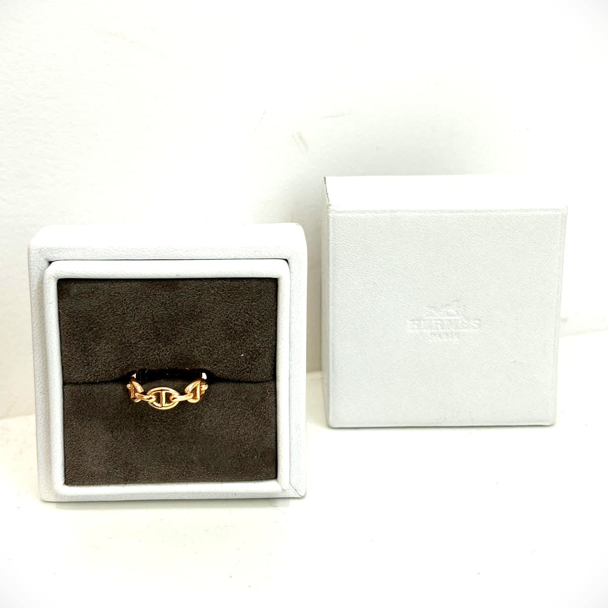 HERMES 18K玫瑰金Chaine d'ancre Enchainee Ring戒指