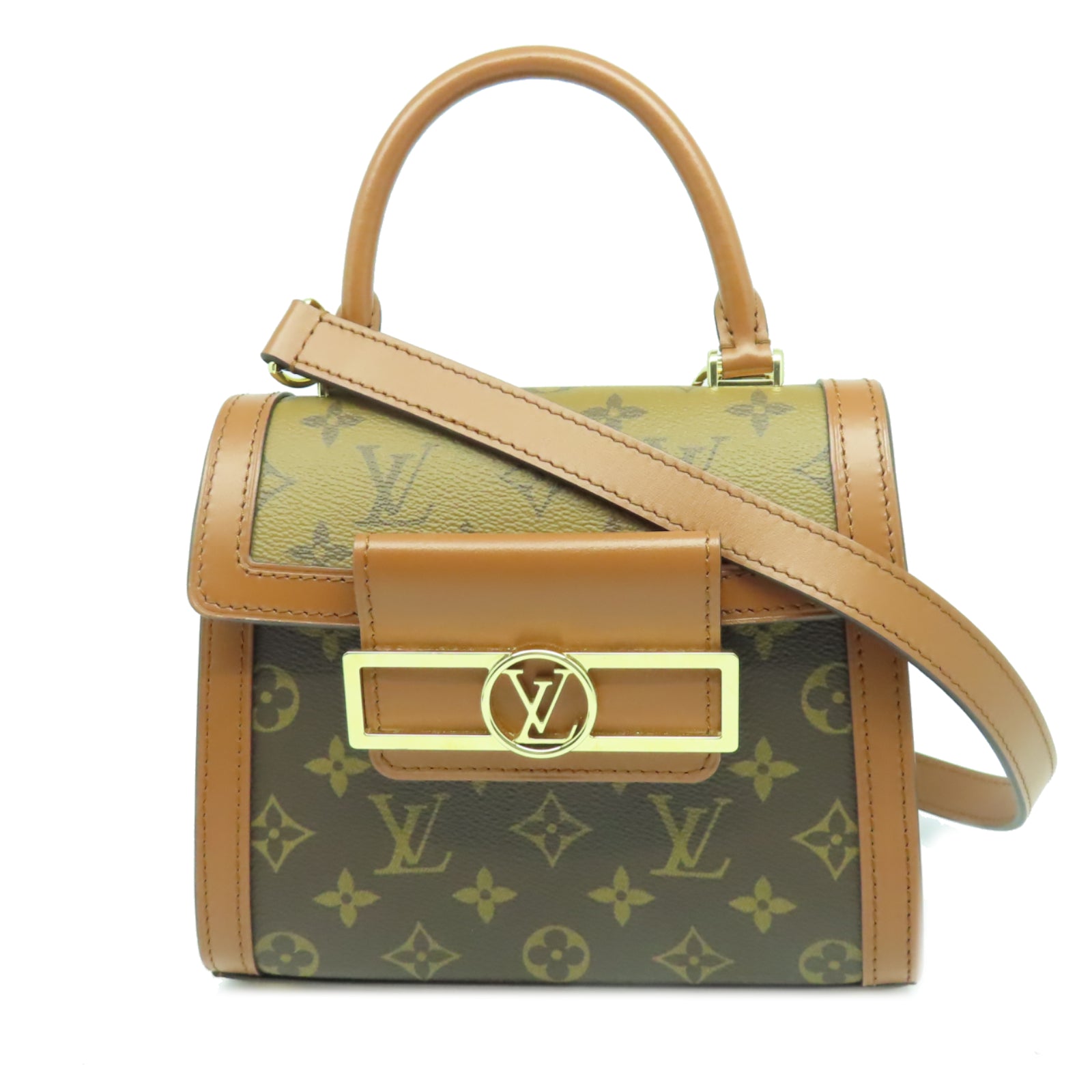 LOUIS VUITTON Monogram Dauphine Capitale金扣手挽肩背兩用袋棕色