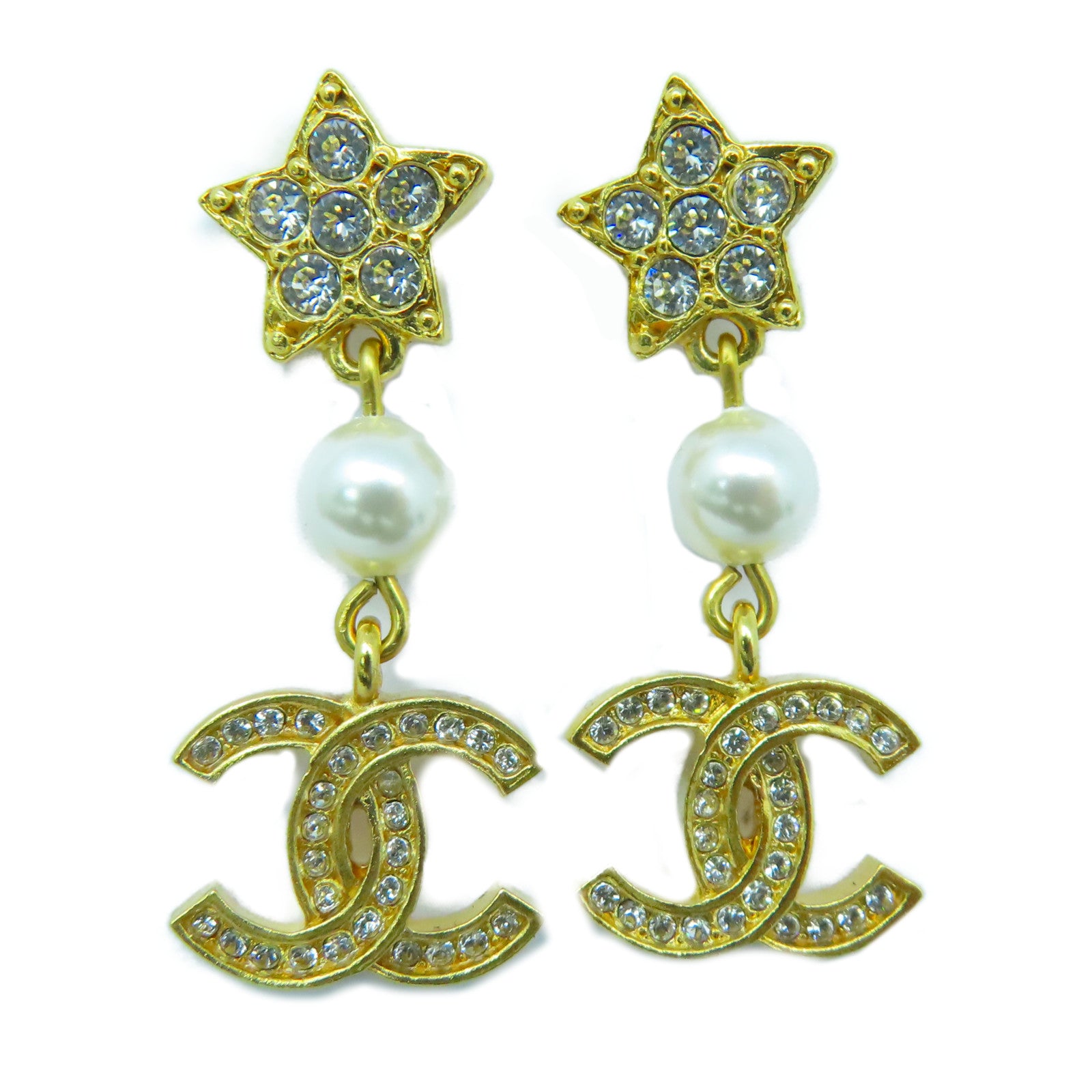 CHANEL 金屬/水晶Earrings耳環金色