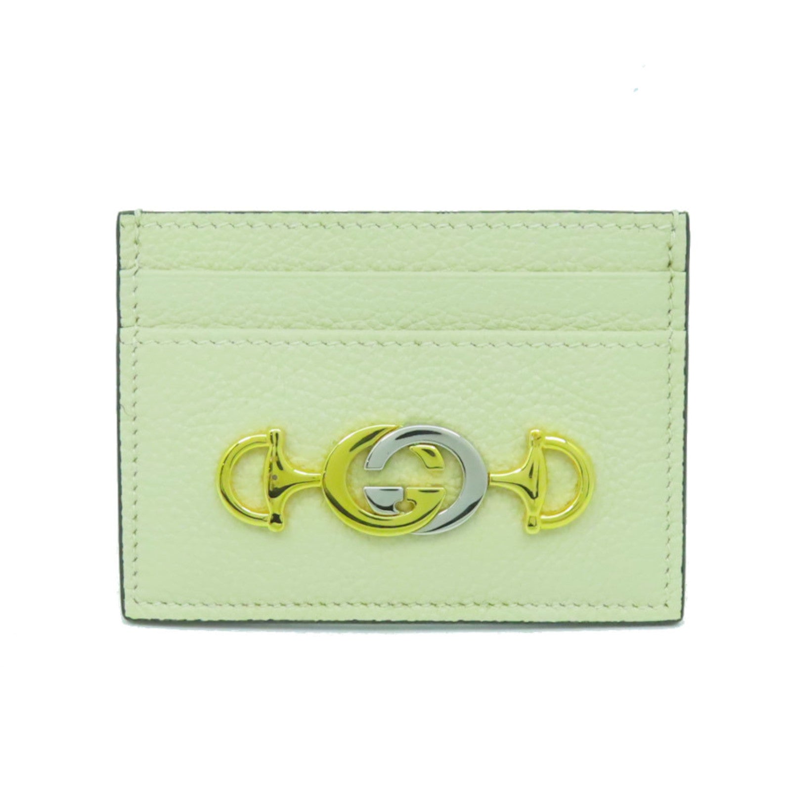 GUCCI 牛皮皮革Card Case金扣/銀扣卡片套米色
