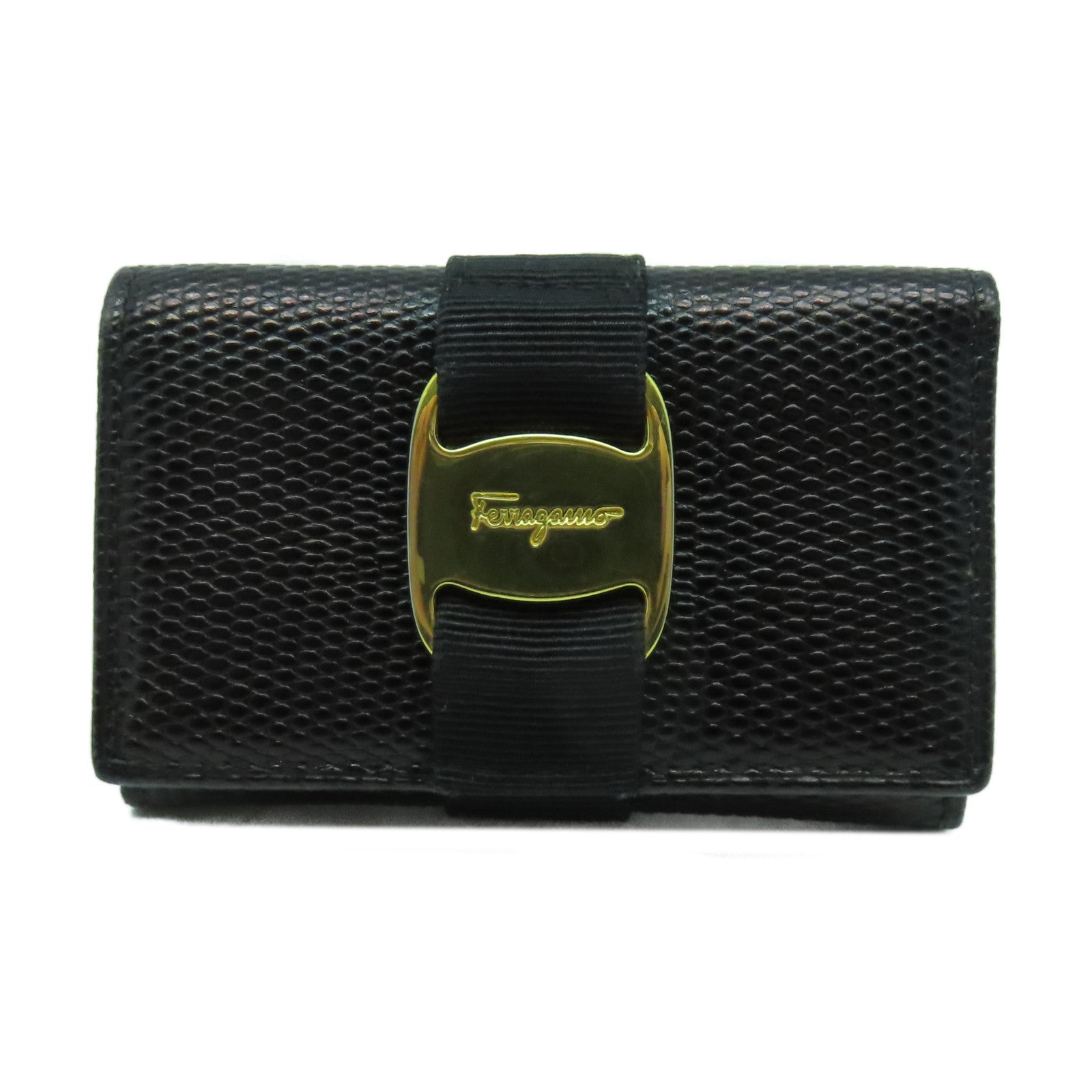 Salvatore Ferragamo 牛皮皮革Key Case金扣鎖匙包黑色