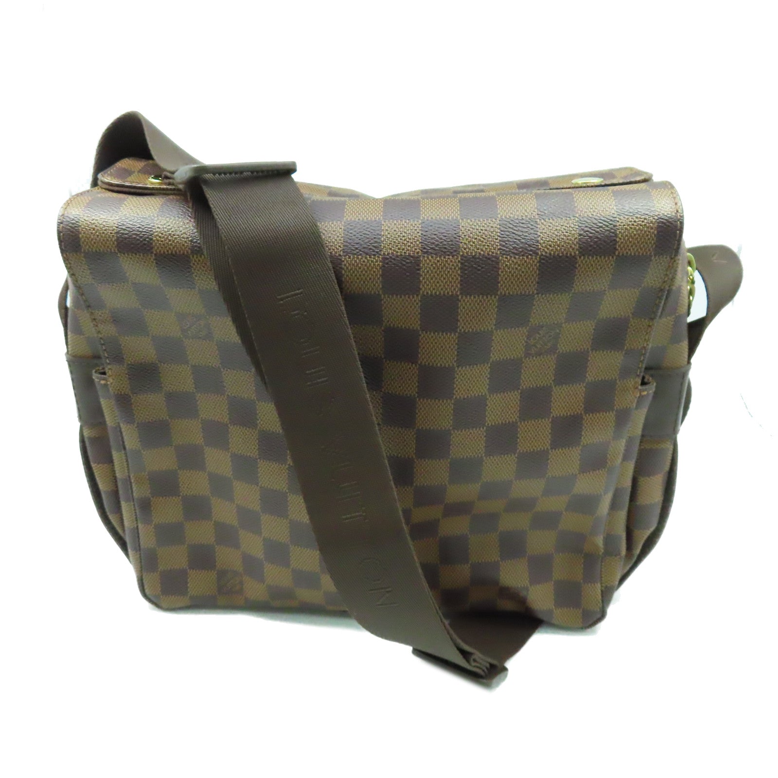 LOUIS VUITTON Damier Naviglio金扣肩背袋棕色