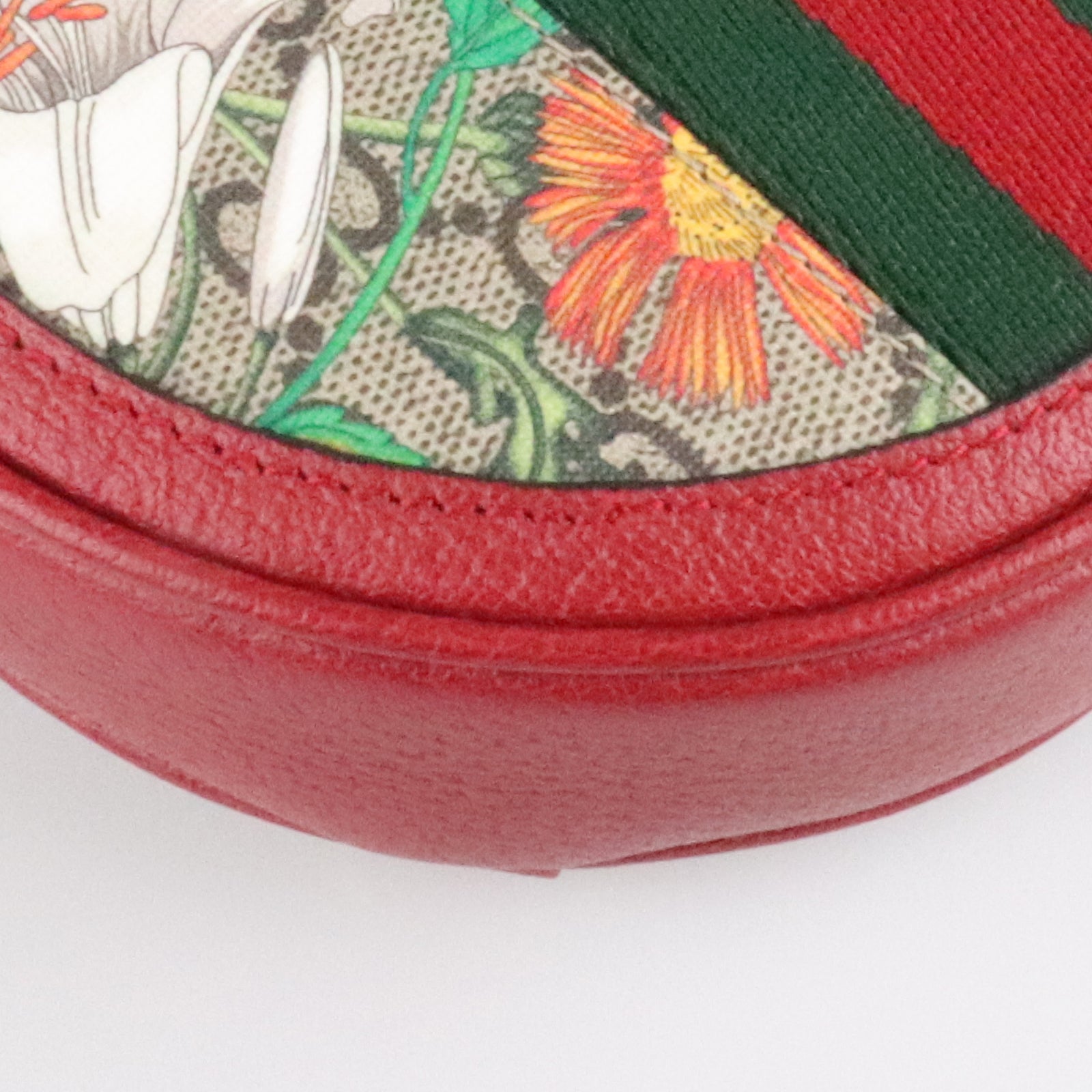 GUCCI 涂层帆布Ophidia Floral Round Backpack Bag金扣肩背袋红色