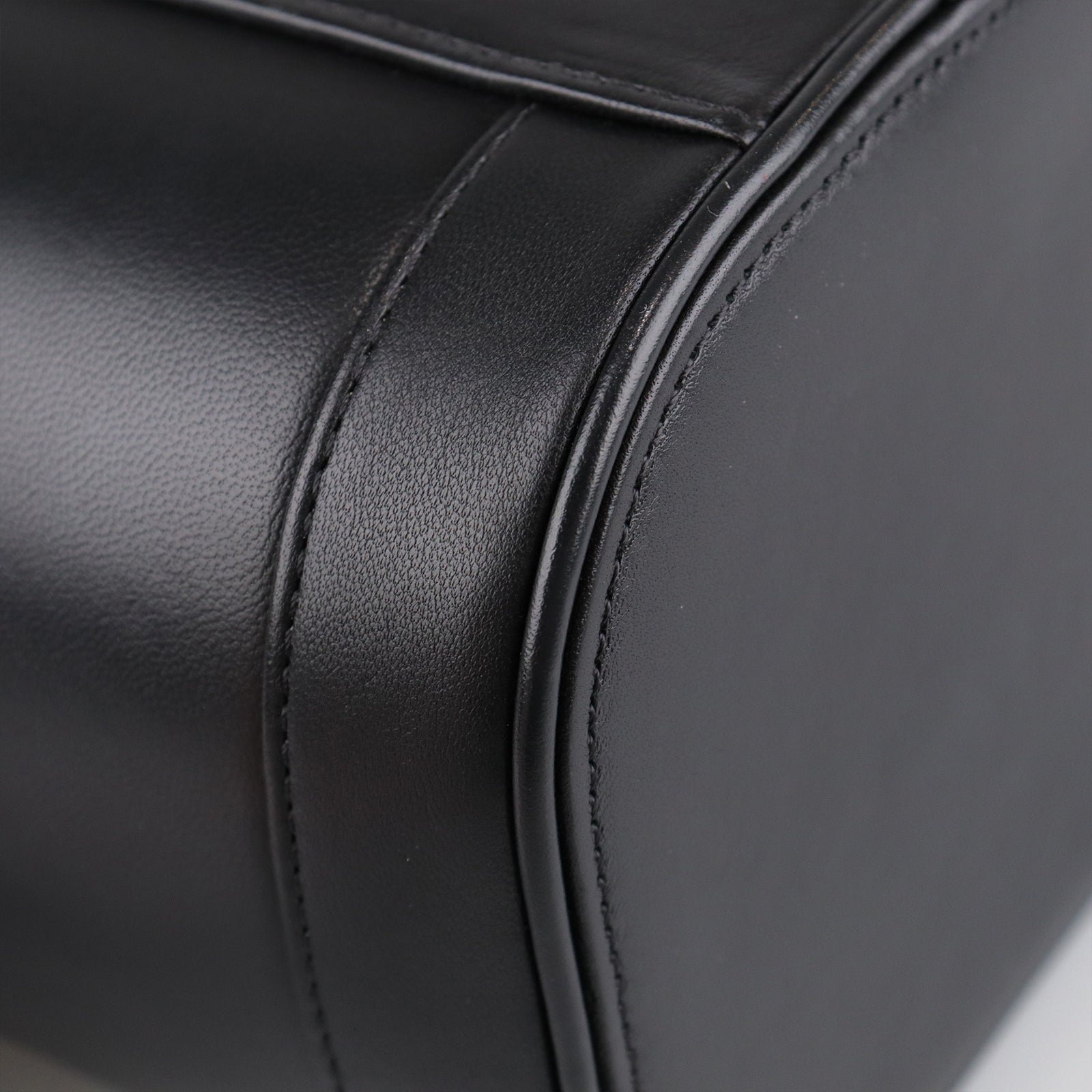 CHANEL Sheepskin Leather Vanity Gold Buckle Handle Shoulder Bag Black
