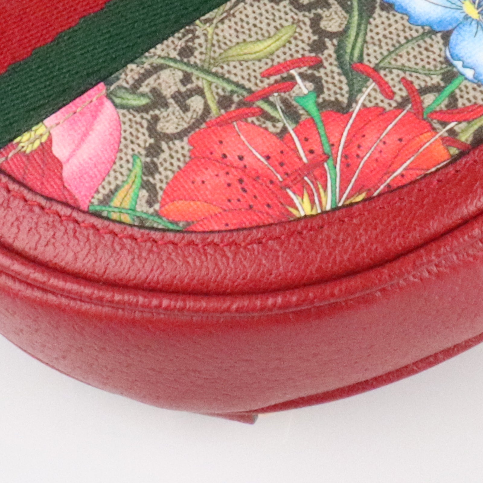GUCCI 涂层帆布Ophidia Floral Round Backpack Bag金扣肩背袋红色