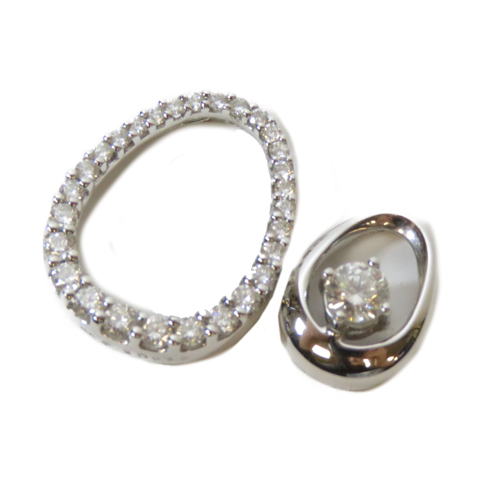 JEWELRY 18K白金Diamond Pendant Top 0.39ct/0.19ct鑽石吊墜