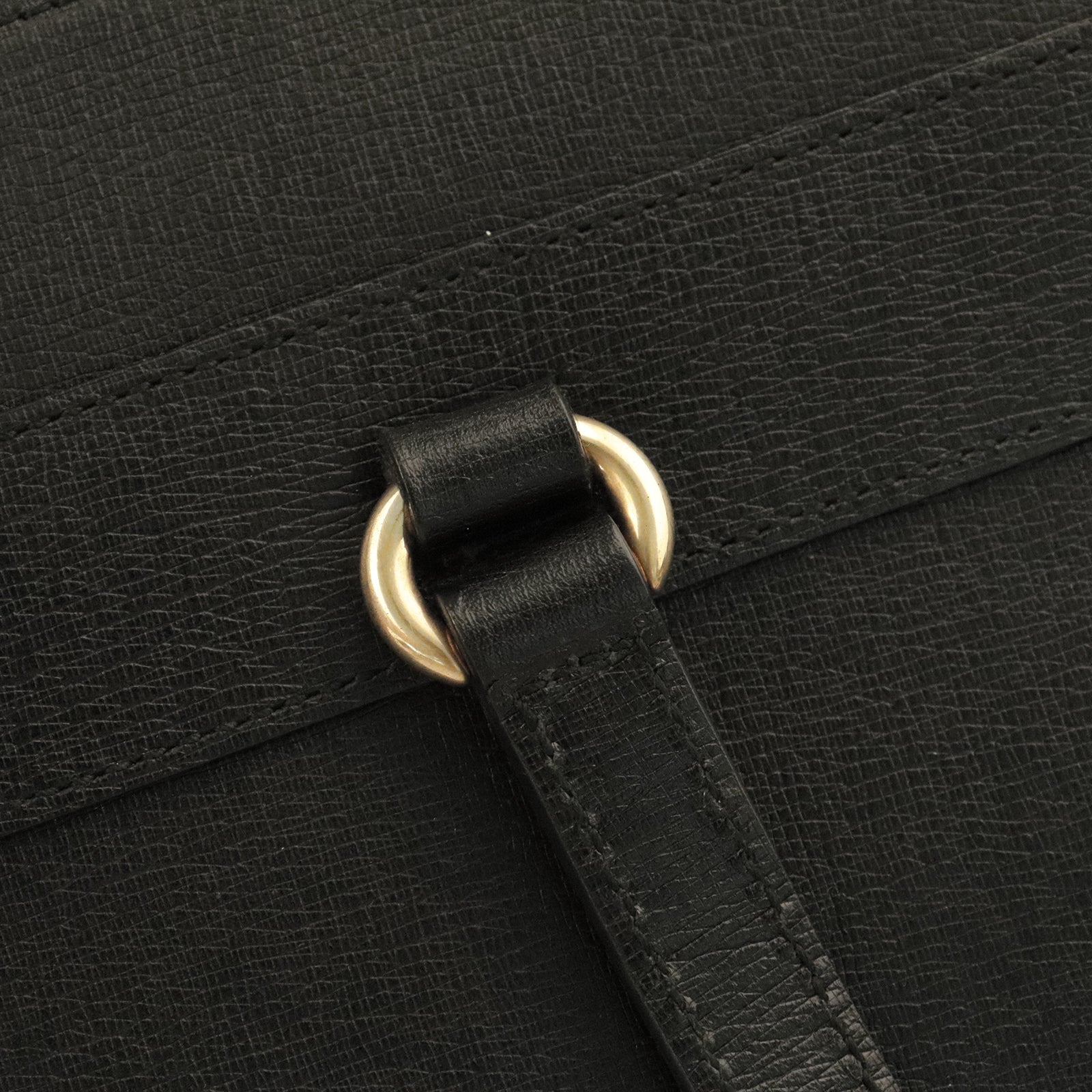 GUCCI cowhide leather Horsebit gold buckle handle shoulder bag black