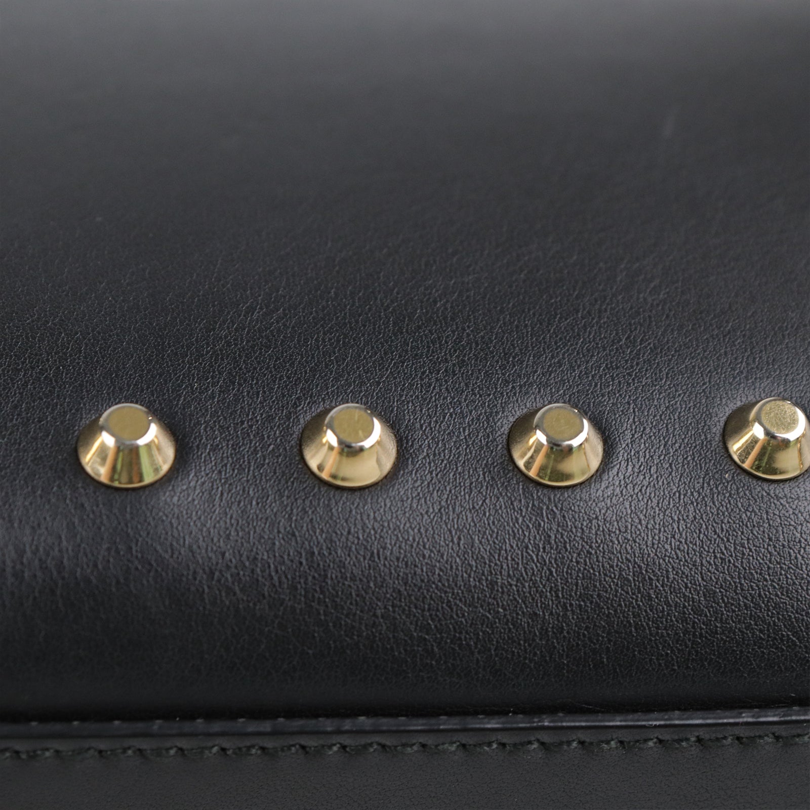 GUCCI Leather Padlock Studded Gold Buckle Shoulder Bag Black